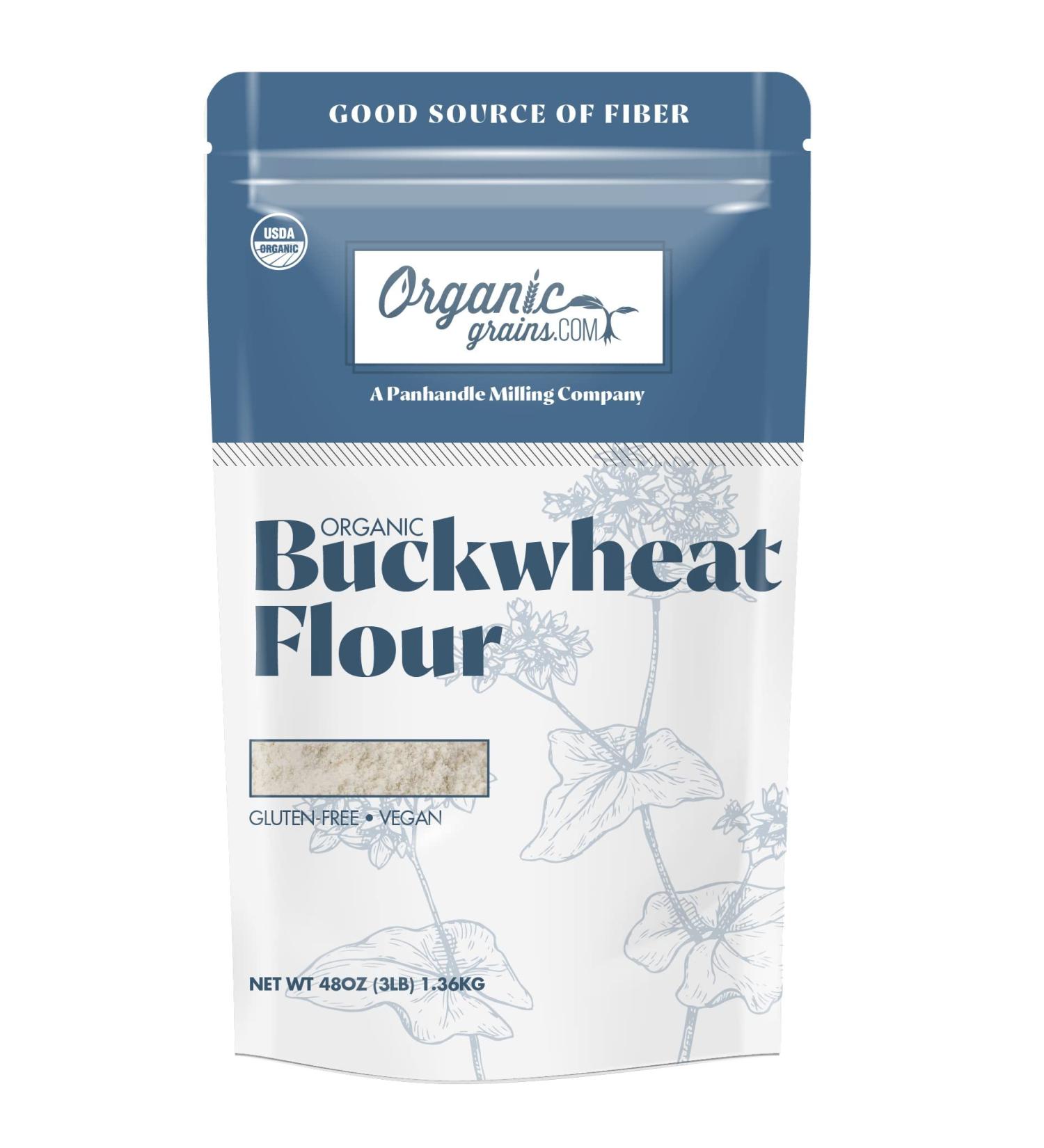 Organic Buckwheat Flour - 3 lbs. (48 oz.) - Non GMO, Kosher & Vegan - Resealable Bag - Buy Online on GoSupps.com