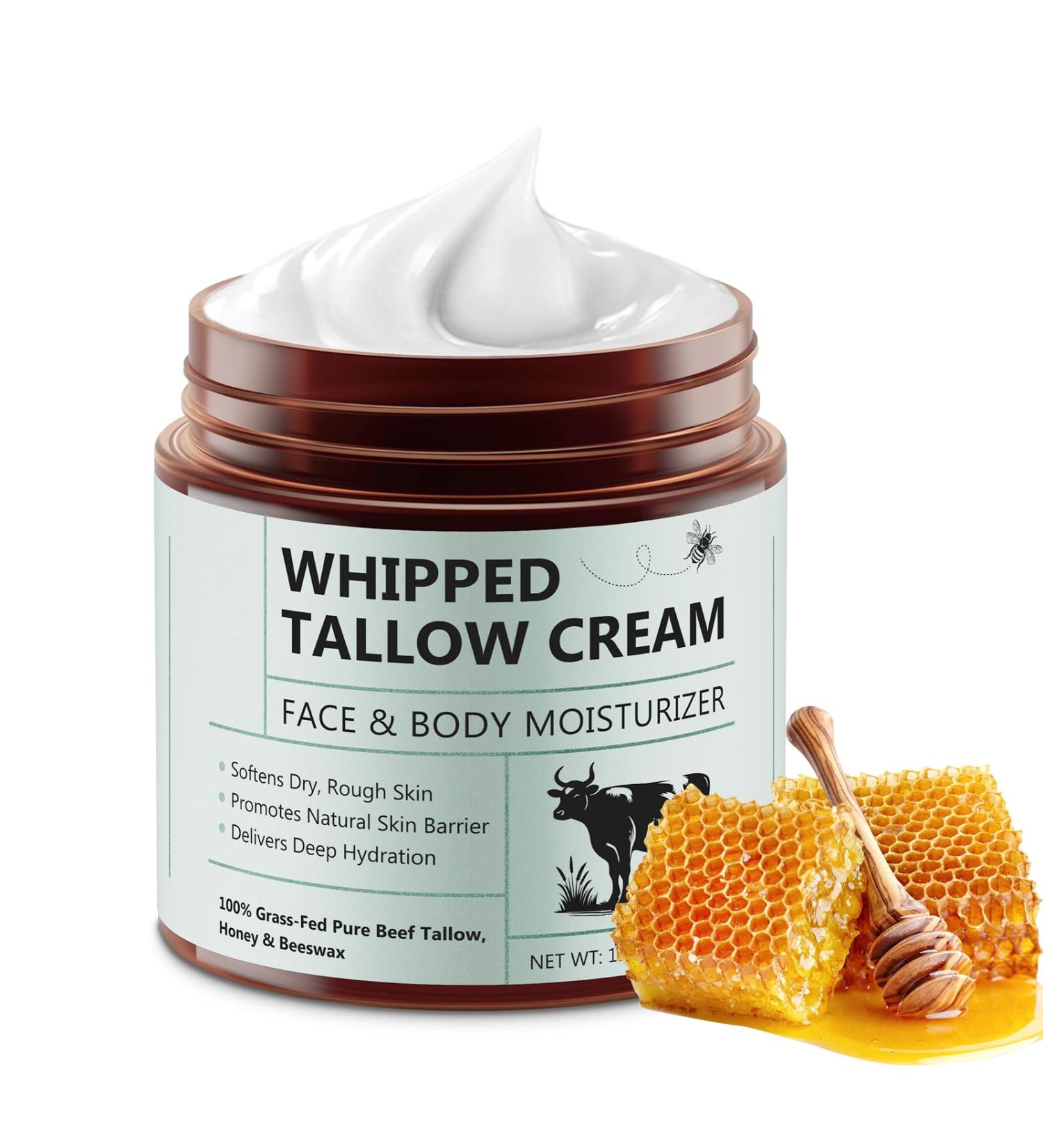 Ruduwu Beef Tallow for Skin Beef Tallow and Honey Cream for Skin 4.2 oz Organic Whipped Grass Fed Tallow with Honey Cream for Face & Body Smooth - Handmade All-Natural Moisturizer - Buy Online on GoSupps.com