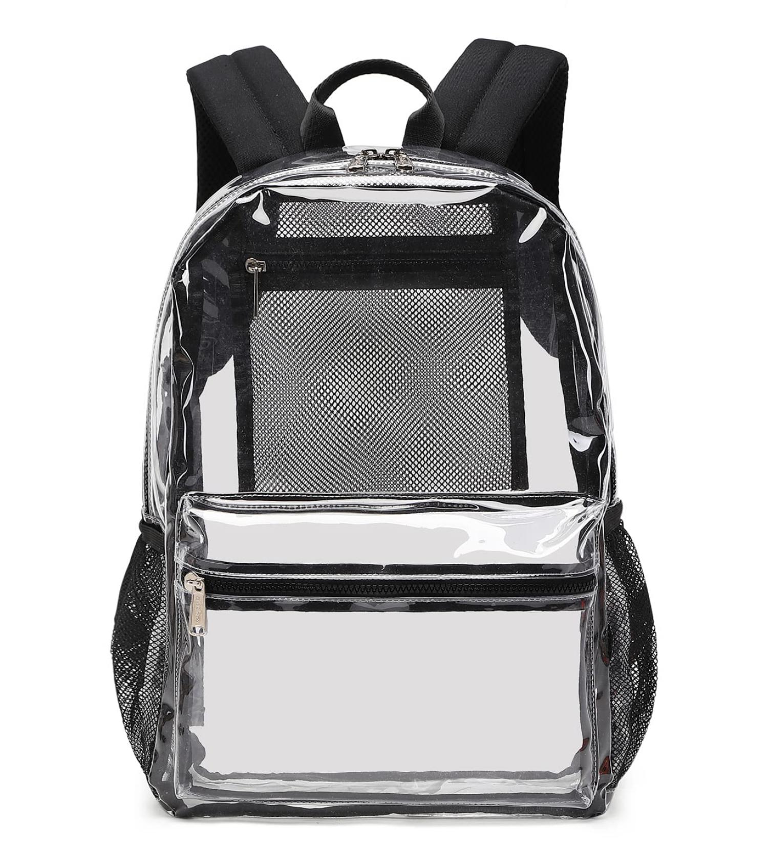 Abshoo Heavy Duty Clear Backpack (Black) - Stadium Approved Transparent School Bag - Buy Online on GoSupps.com