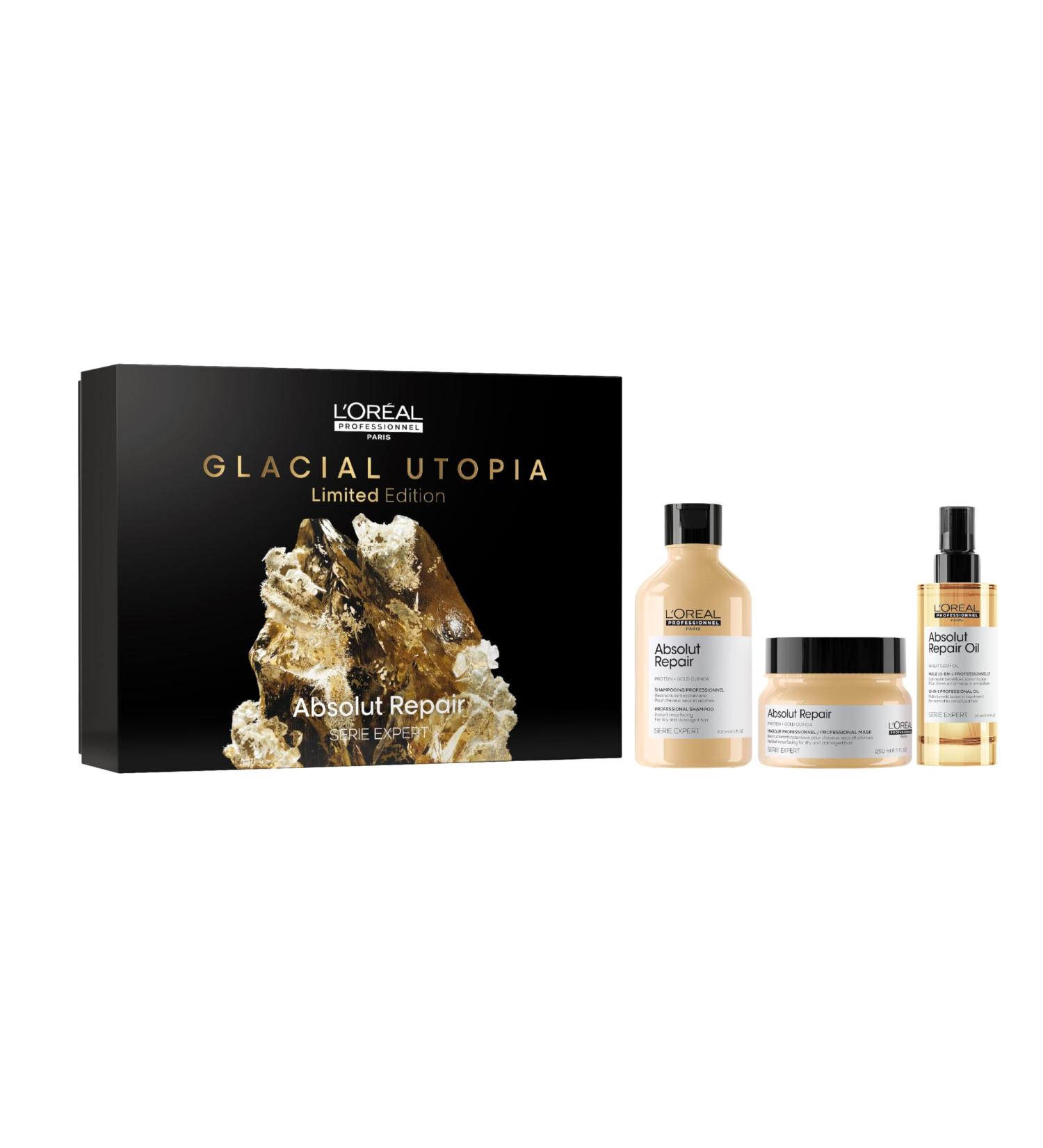 L'Or al Professionnel Absolut Repair Gift Set Repairing Routine Dry & Damaged Hair 10-In-1 Shampoo + Mask + Oil Trio Serie Expert Limited Edition - Buy Online on GoSupps.com
