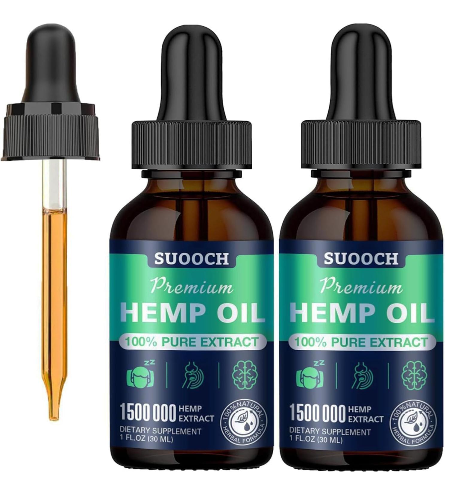 Hemp Oil Organic Premium - Maximum Strength 100% Natural Drops Hemp Oil Tincture for Humans 2 Pack 1 Fl Oz (Pack of 2) - Buy Online on GoSupps.com