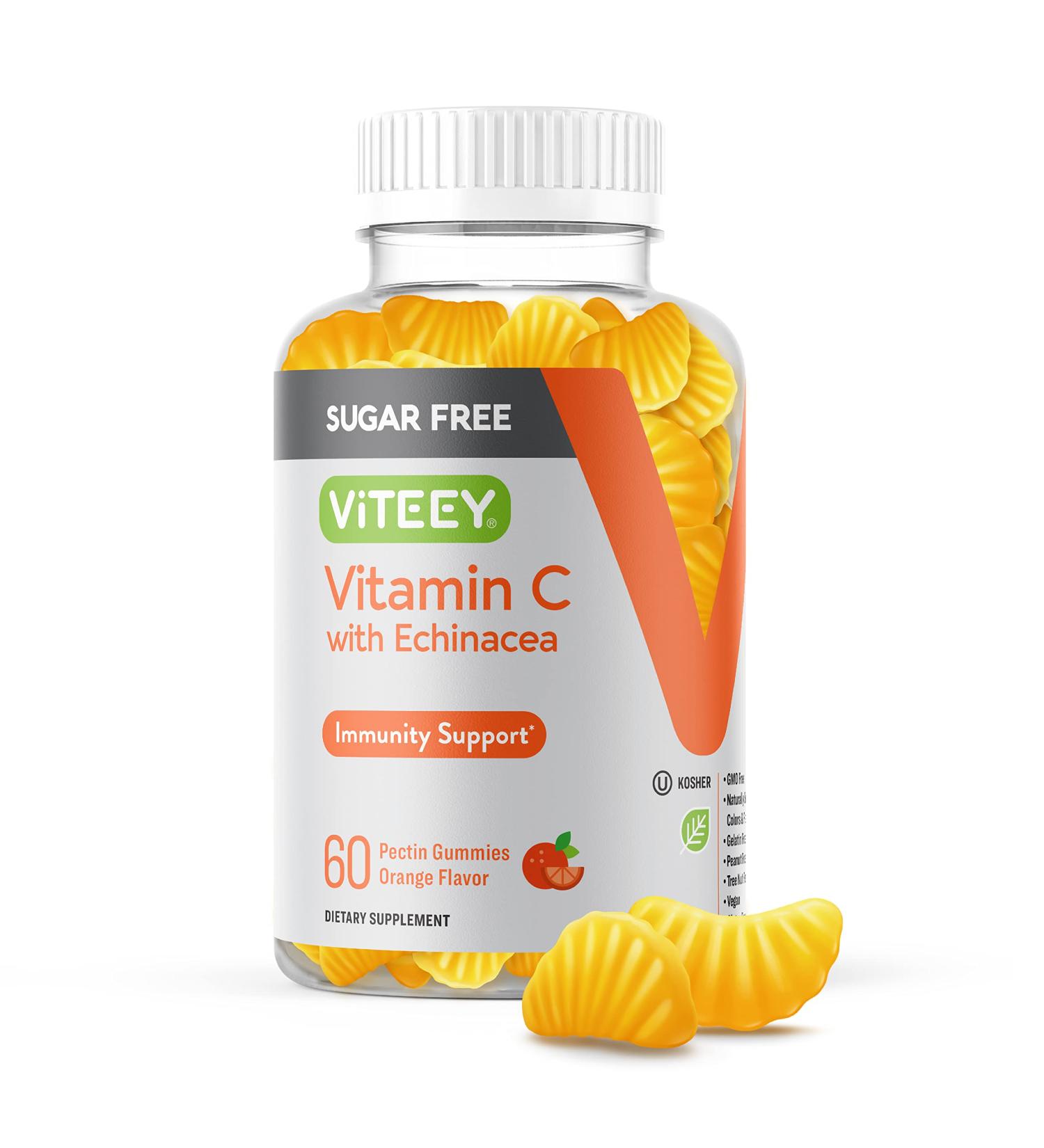 Immune Support: Sugar Free Vitamin C & Echinacea Gummies - 60 Count Pack - Vegan & Gluten Free - Buy Online on GoSupps.com