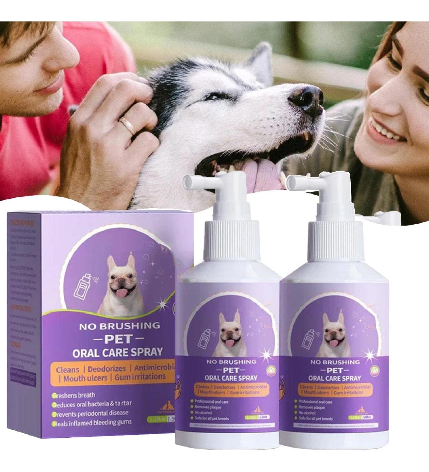 Pet Clean Teeth Cleaning Spray for Dogs & Cats Dog Mouth Spray Targets Tartar & Plaque Eliminate Bad Breath Without Brushing (2pcs) - Buy Online on GoSupps.com
