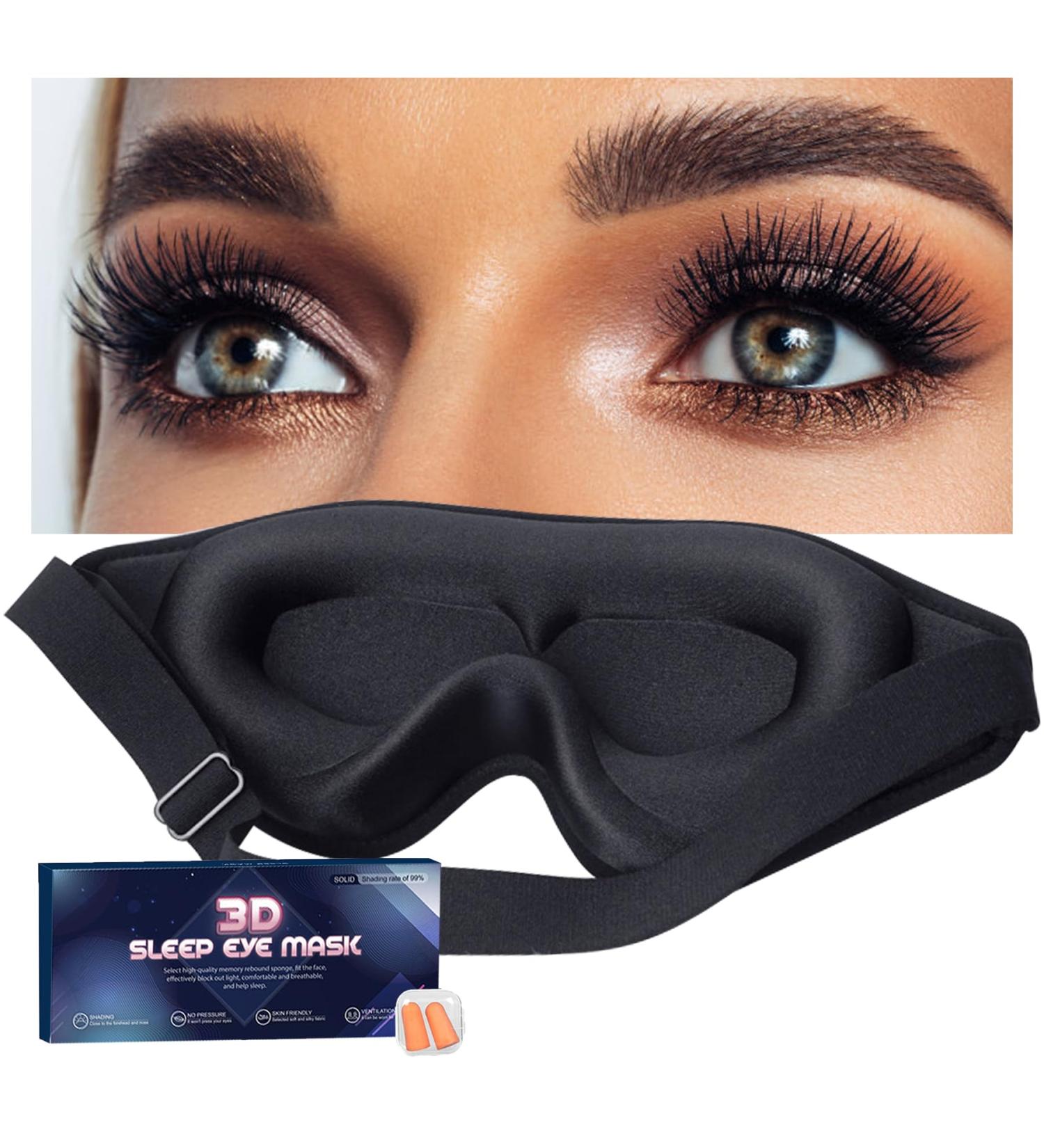 Buy Black Sleep Mask for Men & Women | 3D Eye Mask for Lash Extensions & Travel - No Pressure Design - Buy Online on GoSupps.com