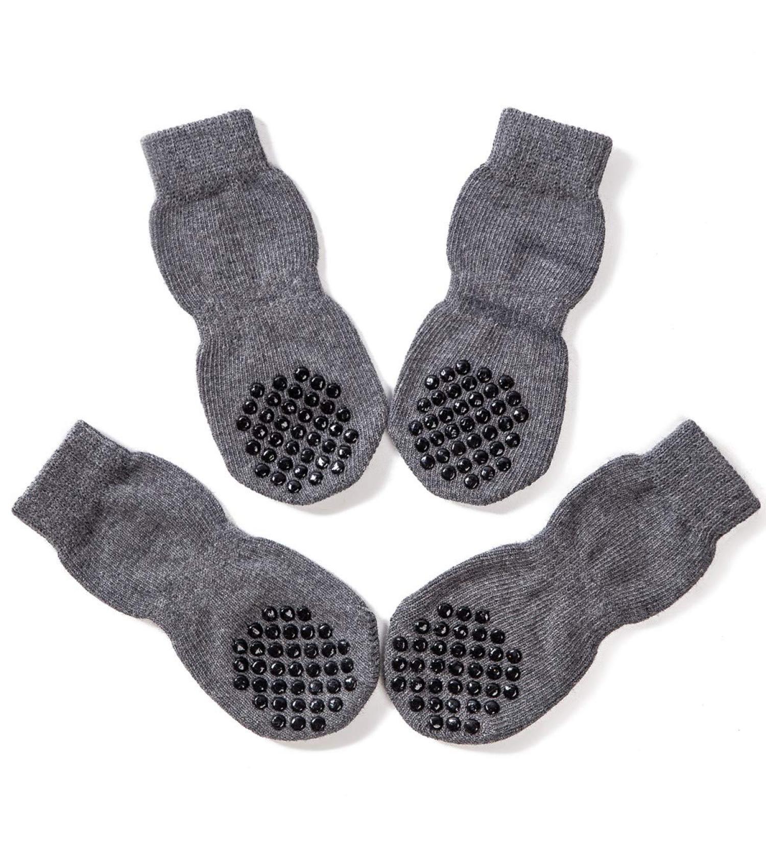 AKOPAWON Anti-Slip Socks for Dogs & Cats - Paw Protection Socks (4 Pcs) | Rubber Reinforced Sizes S-5XL Ideal for Pets 1-36 kg & 5XL for Over 36 kg - B-Gray - Buy Online on GoSupps.com