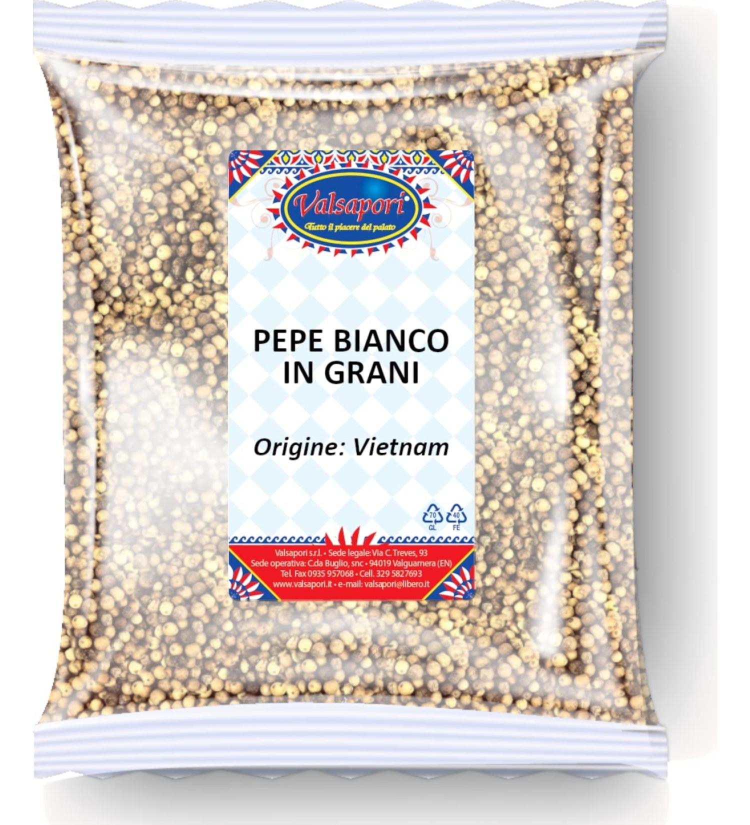  HOME LINE Whole White Pepper Beans in Envelope 250g - 100% Natural Culture - Premium Late Harvest | Vegan Gluten Free | Spicy Delicate Flavor (White Peppercorns) - Buy Online on GoSupps.com