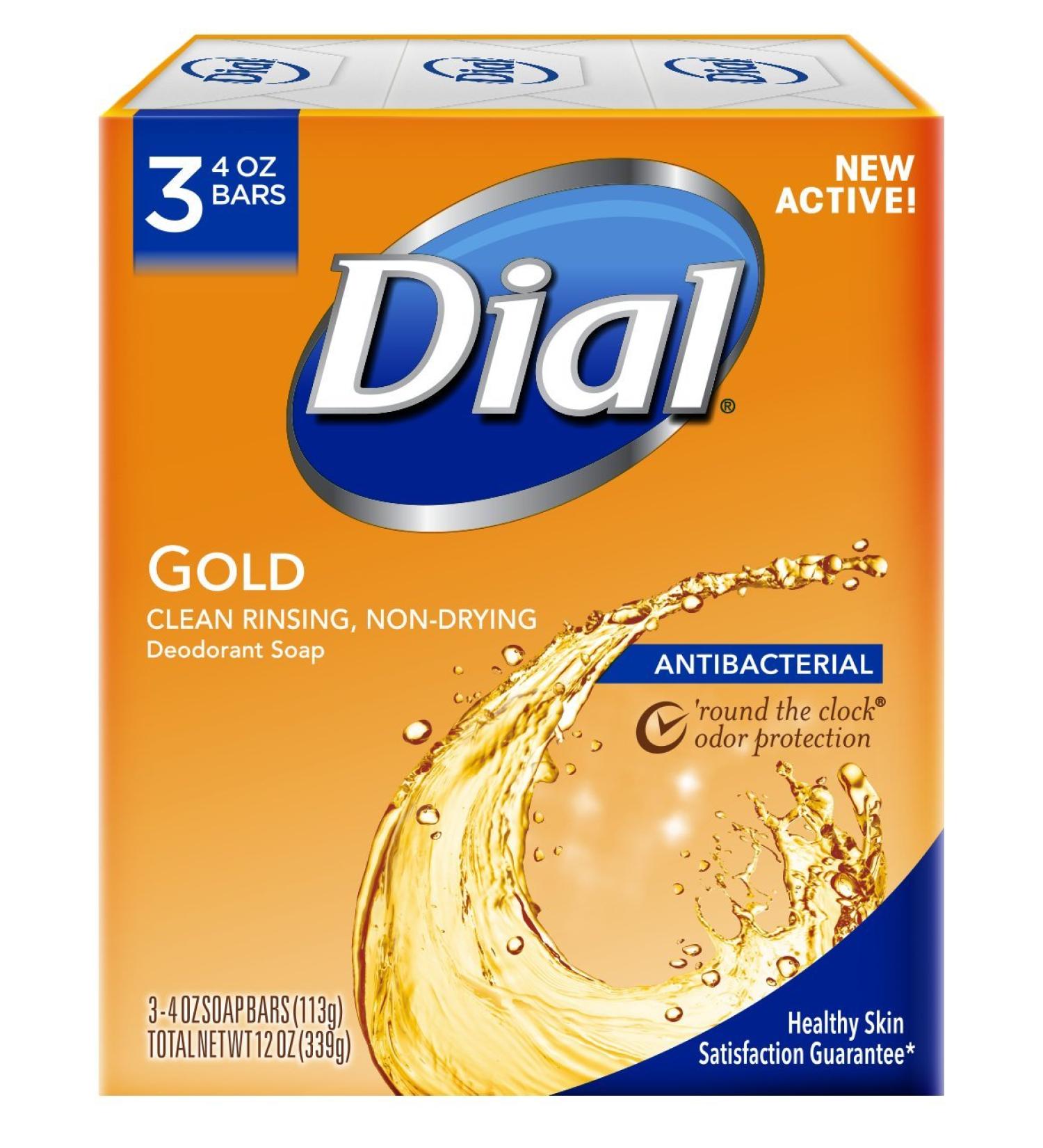 Dial Antibacterial Deodorant Bar Soap Advanced Clean Gold 4 oz - Pack of 3 Bars - Buy Online on GoSupps.com