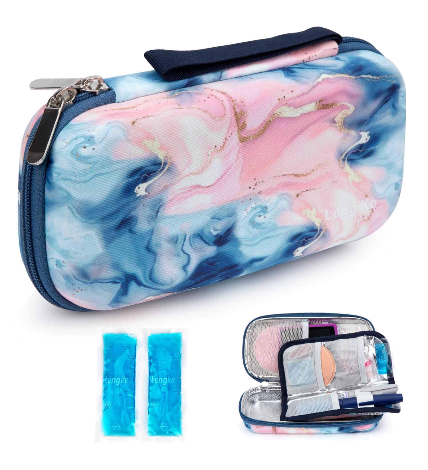 Youshares Insulin Cooling Bag - Travel Etui for Diabetes | TSA Approved Eva Cool Box for Glucose Meter Epipen & Insulin Pen with 2 Cooling Packs (Treisand Rosa) - Buy Online on GoSupps.com