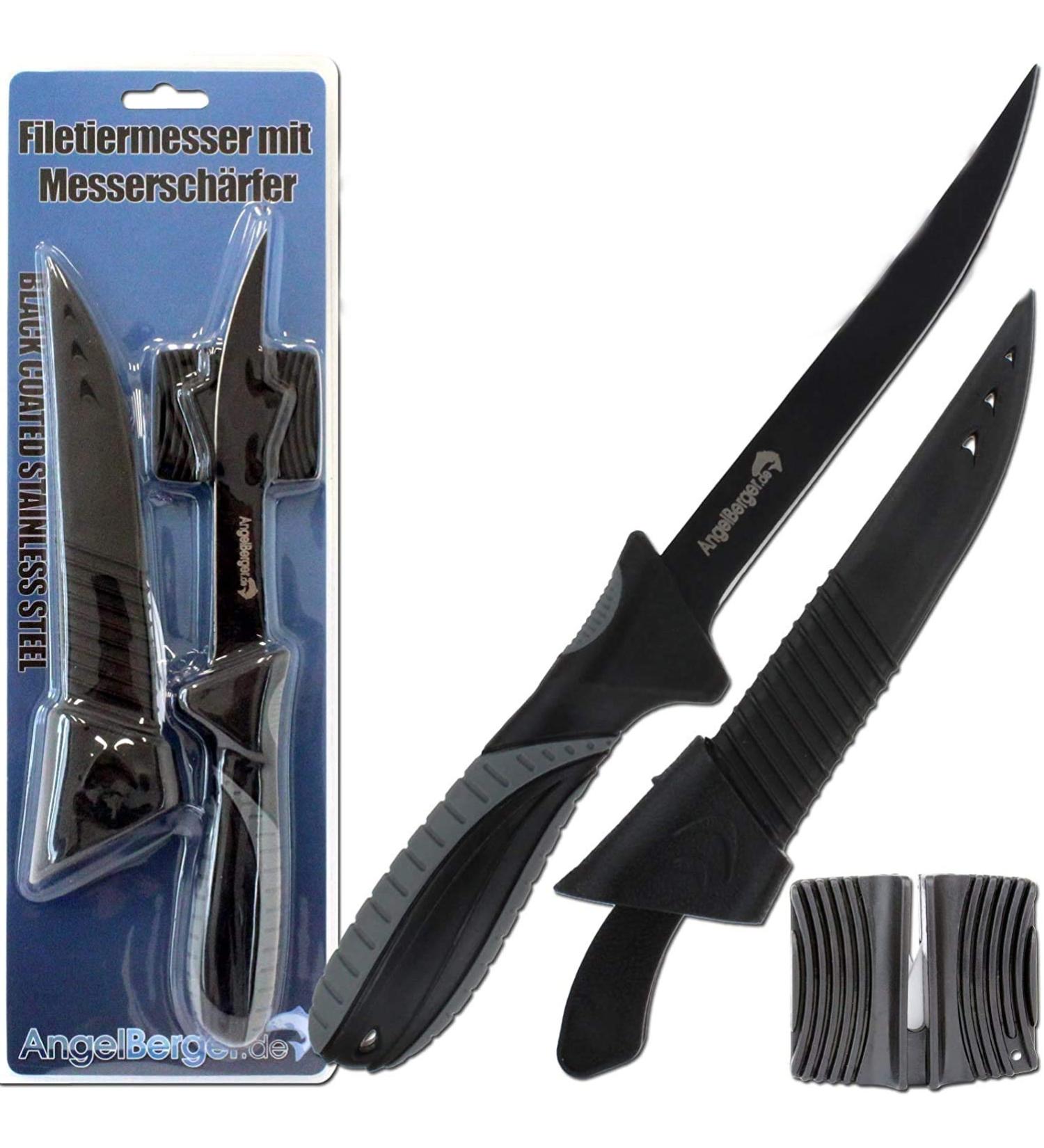 Angel-Berger Filleting Knife with Sharpener | Premium Coated Fishing & Fillet Knife for Perfect Cuts - Buy Online on GoSupps.com
