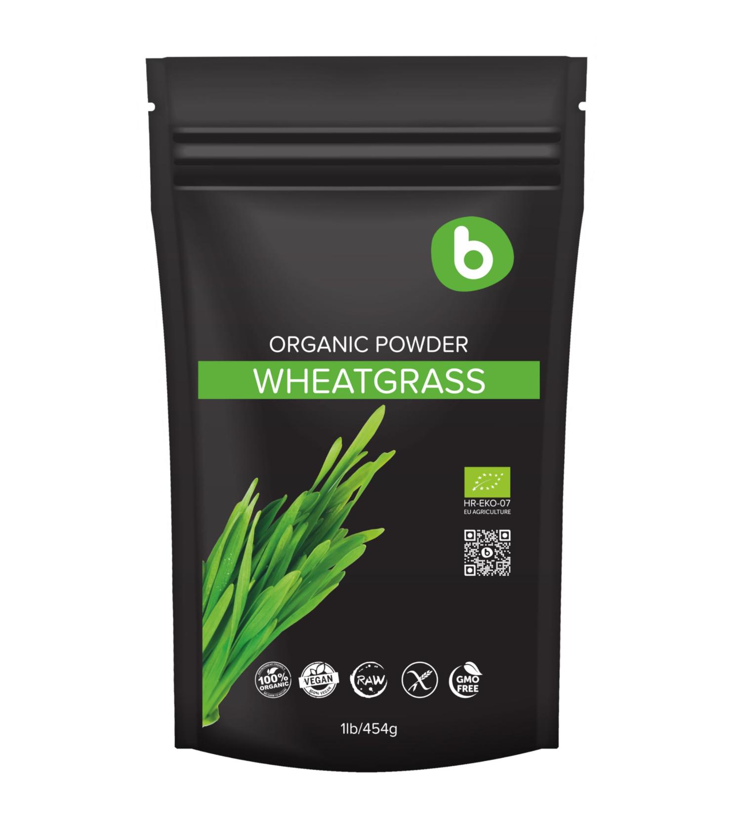 b Organic Wheatgrass Powder for Detox & Immunity Support Superfood Vegan Rich in Fibers Chlorophyll Minerals Gluten-Free Raw 1lb - Buy Online on GoSupps.com
