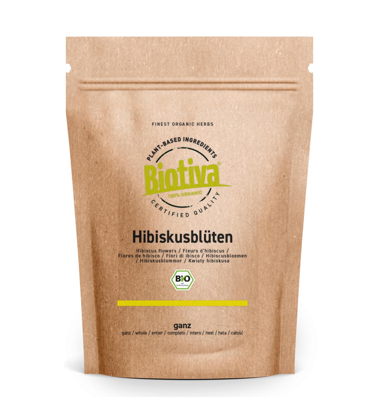 Th la fleur d'hibiscus Bio 100g - Th de haute qualit s ch - Mis en bouteille et contr l en Allemagne - Biotiva - Buy Online on GoSupps.com