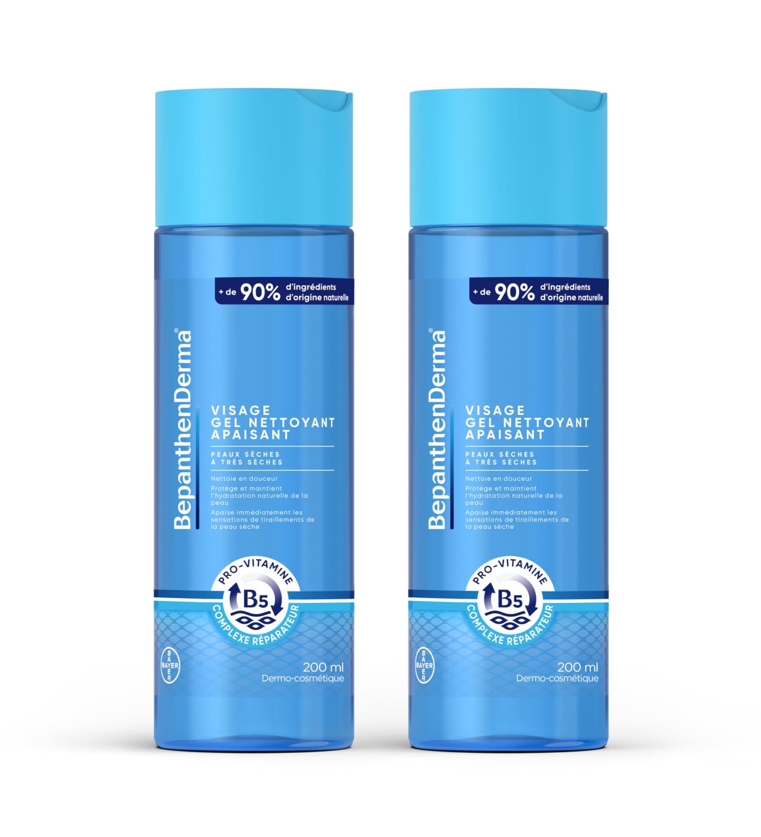 BepanthenDerma Soothing Facial Cleansing Gel - Soap-Free Moisturizing Facial Cleansing Gel - For Dry to Very Dry Skin - for Men and Women - 2x200 ml - Buy Online on GoSupps.com