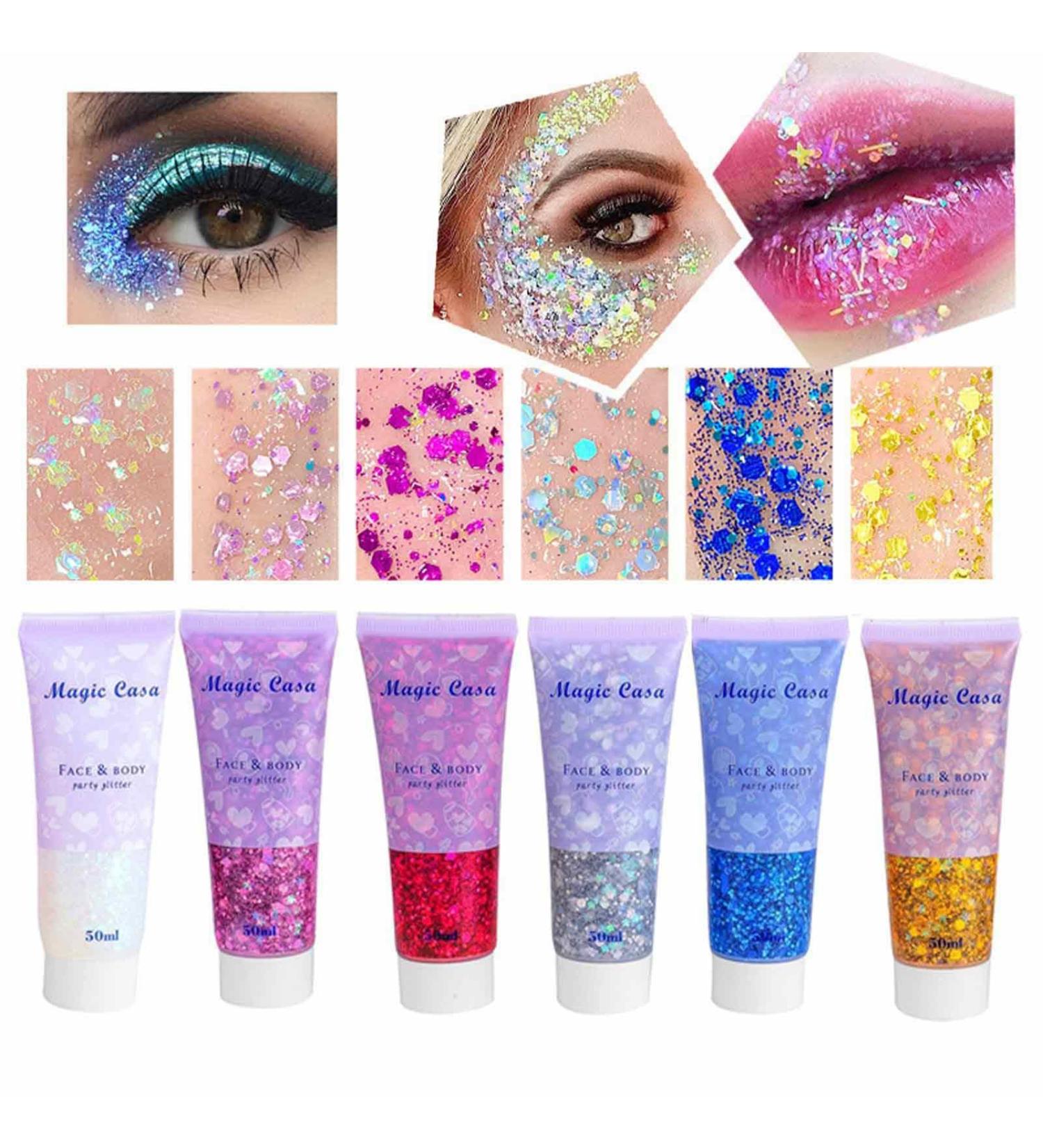 Face Gel Eye Nail Hair Body Face Stickers Gel | Hair Nail Body Gel Sparkling Body Gel for Women Zukpumne - Buy Online on GoSupps.com