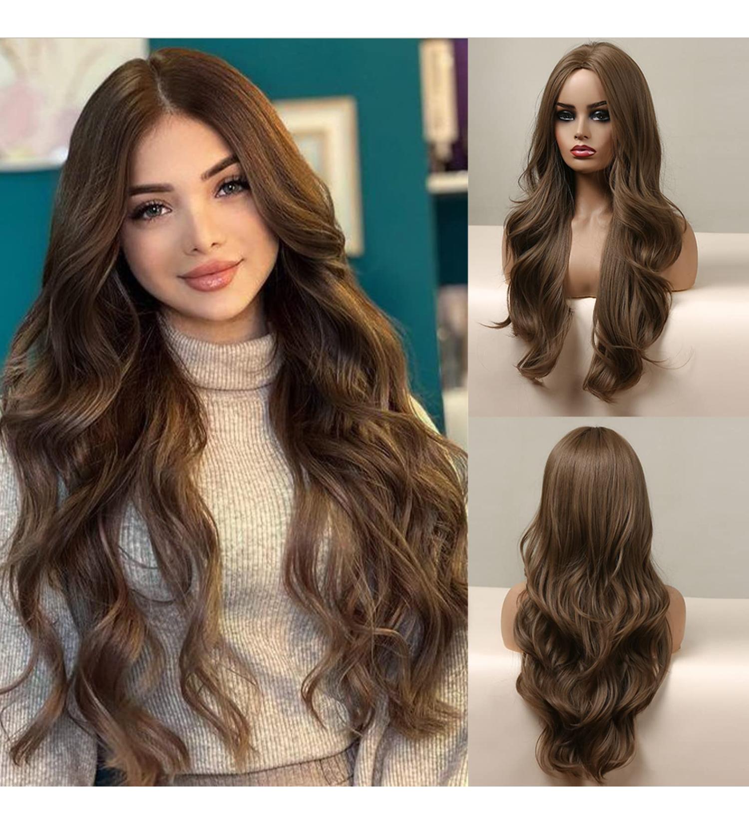 HAIRCUBE Synthetic Curly Wig - Middle Part Light Golden Brown - Women's Wigs - Buy Online on GoSupps.com