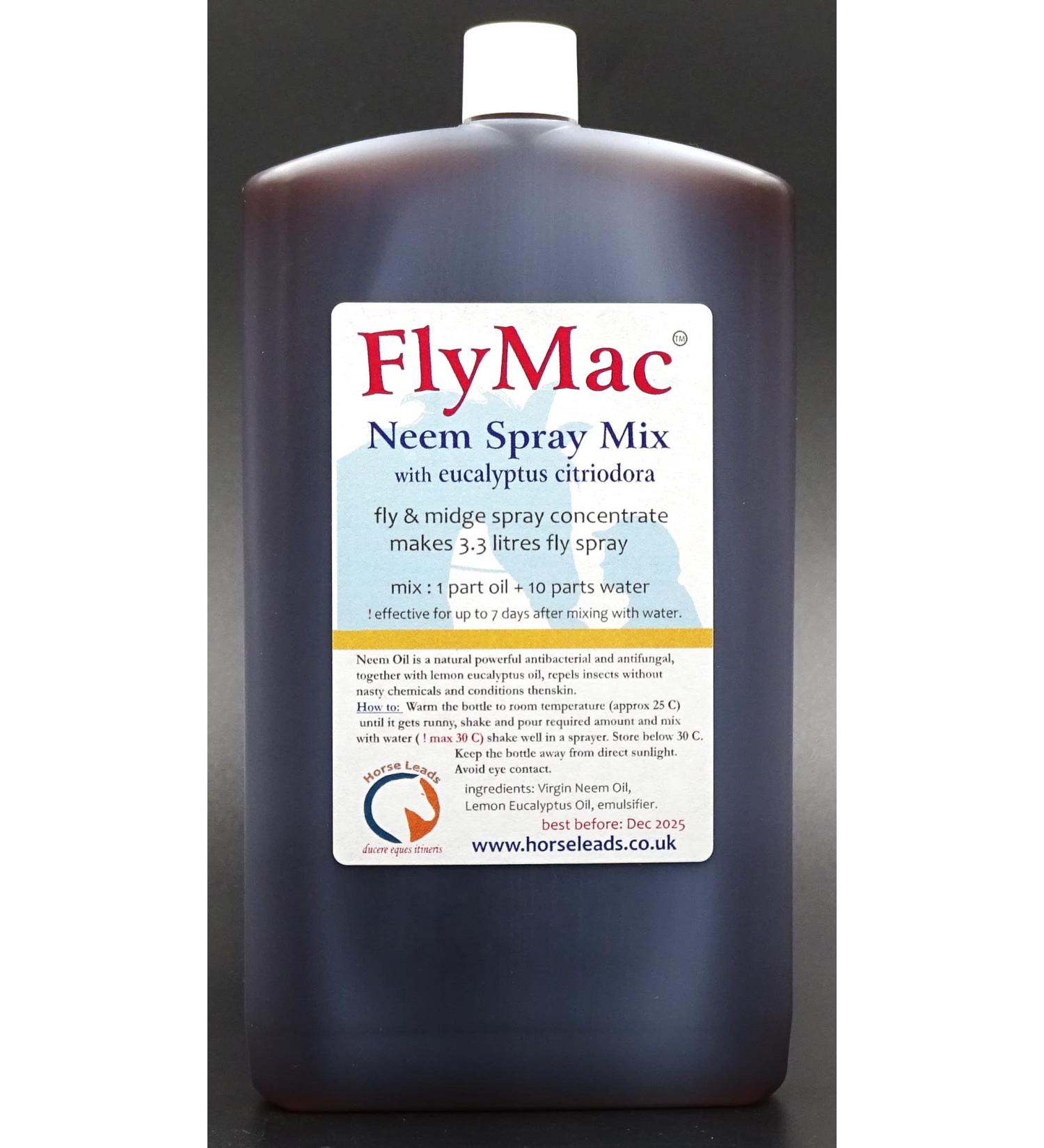FlyMac Neem & Eucalyptus Spray Concentrate 300ml makes 3.3 ltrs Horse Fly Spray - Buy Online on GoSupps.com