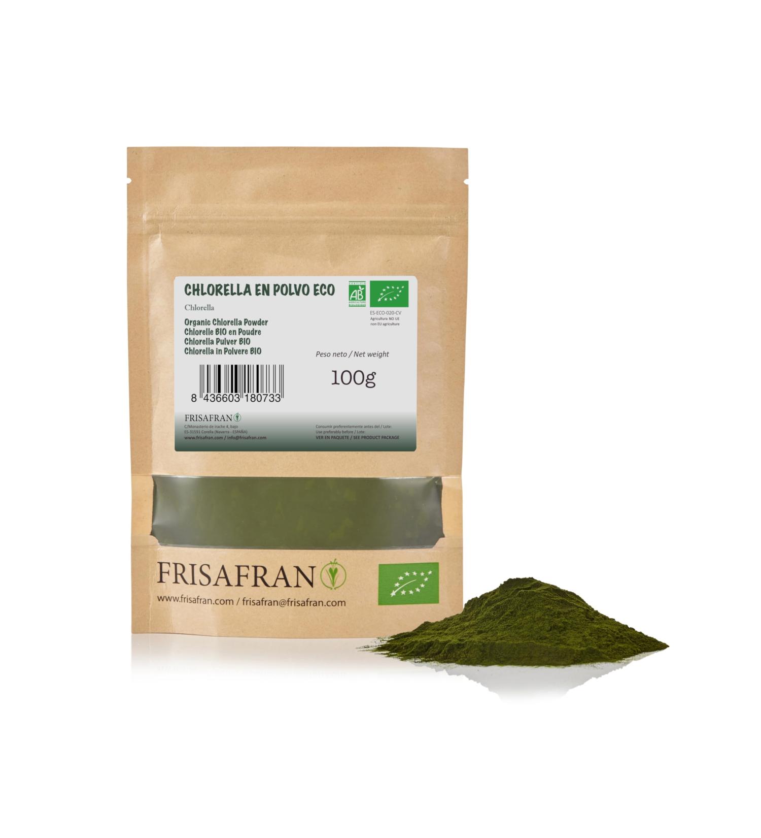 FRISAFRAN | Organic Chlorella Powder 100g | Organic Chlorella Powder | Chlorella Powder | Antioxidant Content | Pure & Natural | Microalgae | Plant Fiber | Natural Detox | Vegetable Protein - Buy Online on GoSupps.com