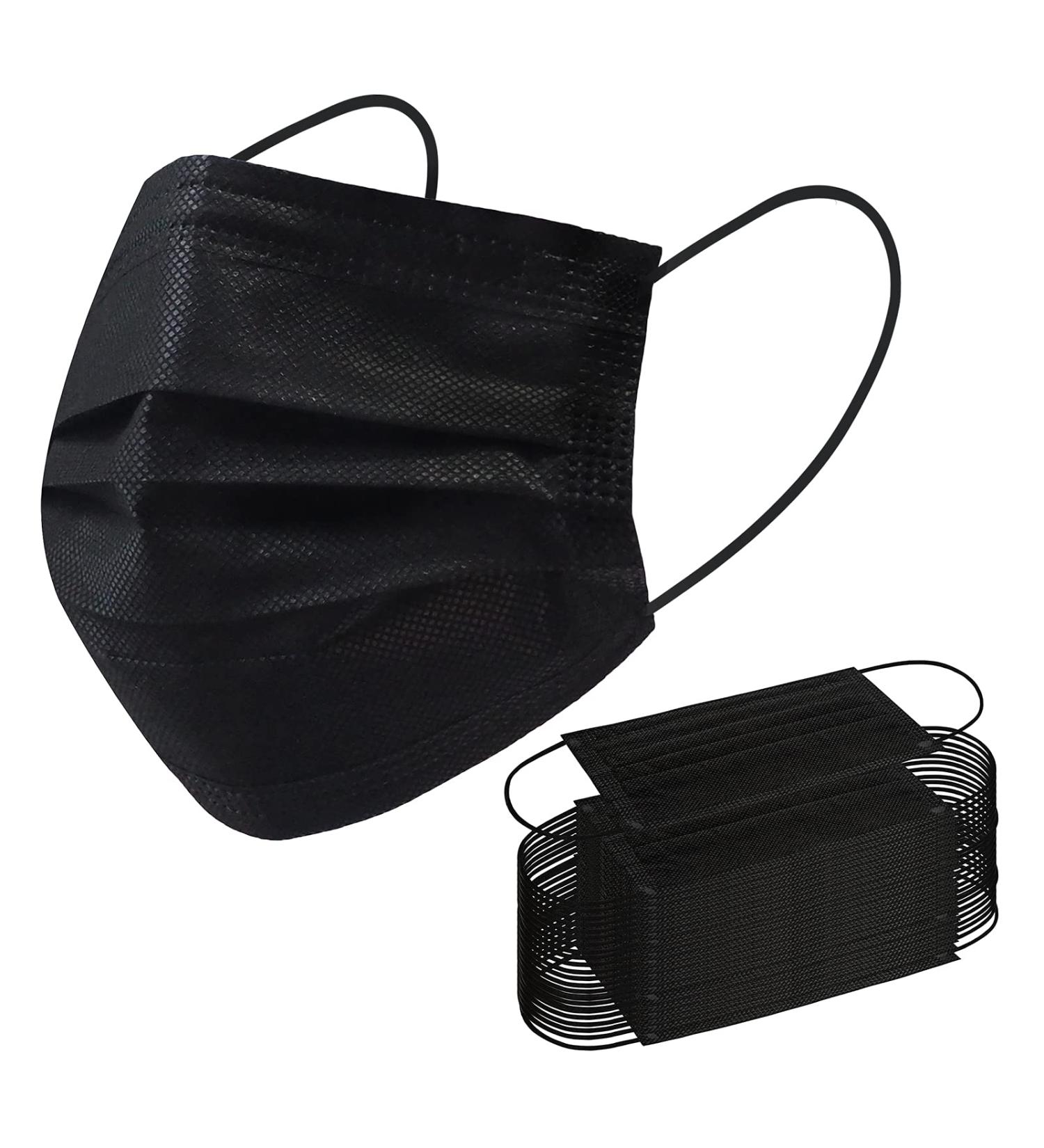 100 PCS Black Disposable Face Masks - 3 Ply Protection for Adults - Buy Online on GoSupps.com