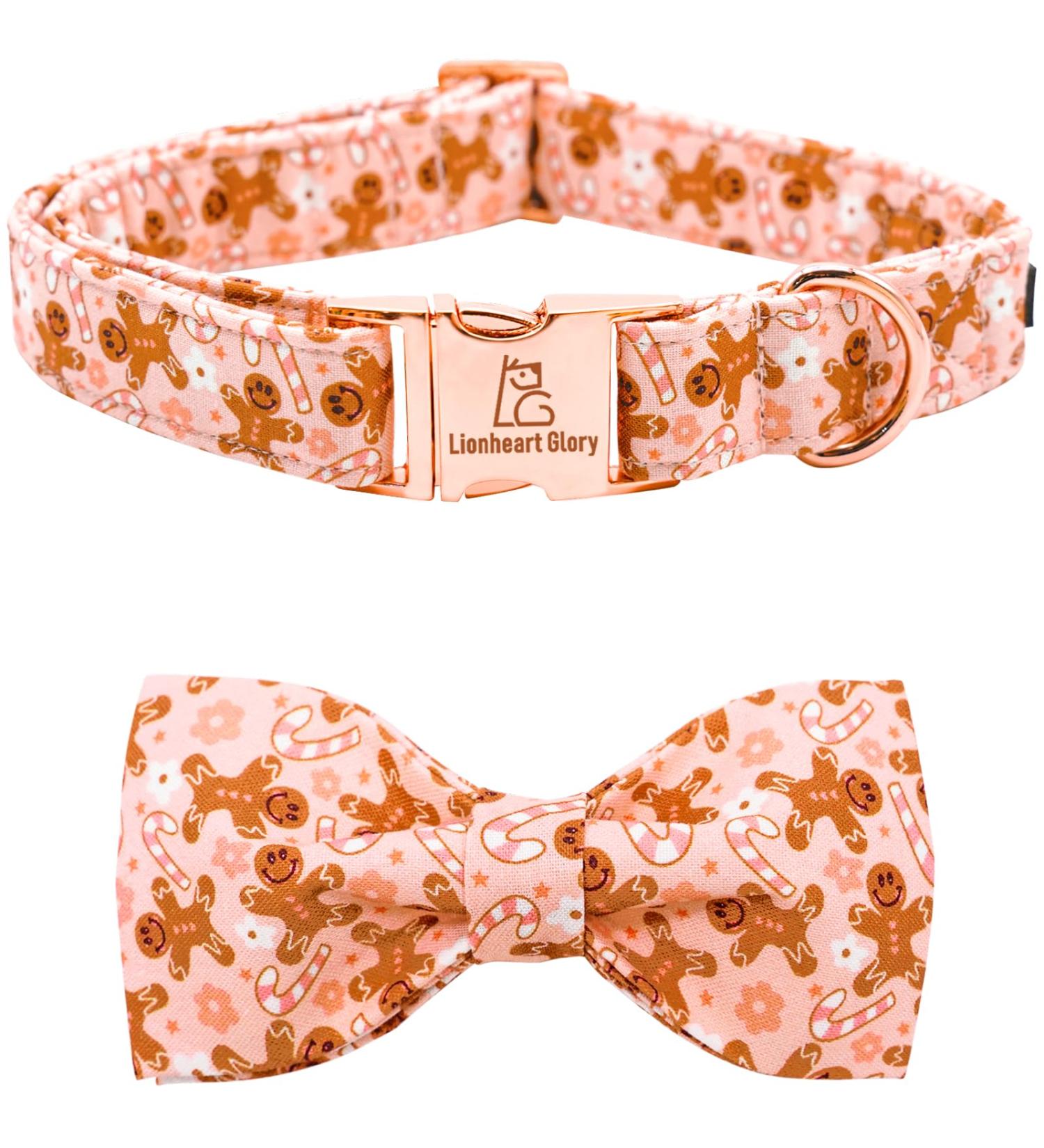 Lionheart Glory Christmas Pink Dog Collar - Adjustable Soft & Comfortable for Small Dogs - Gingerbread Man Design - Perfect Gift for Girls - Buy Online on GoSupps.com