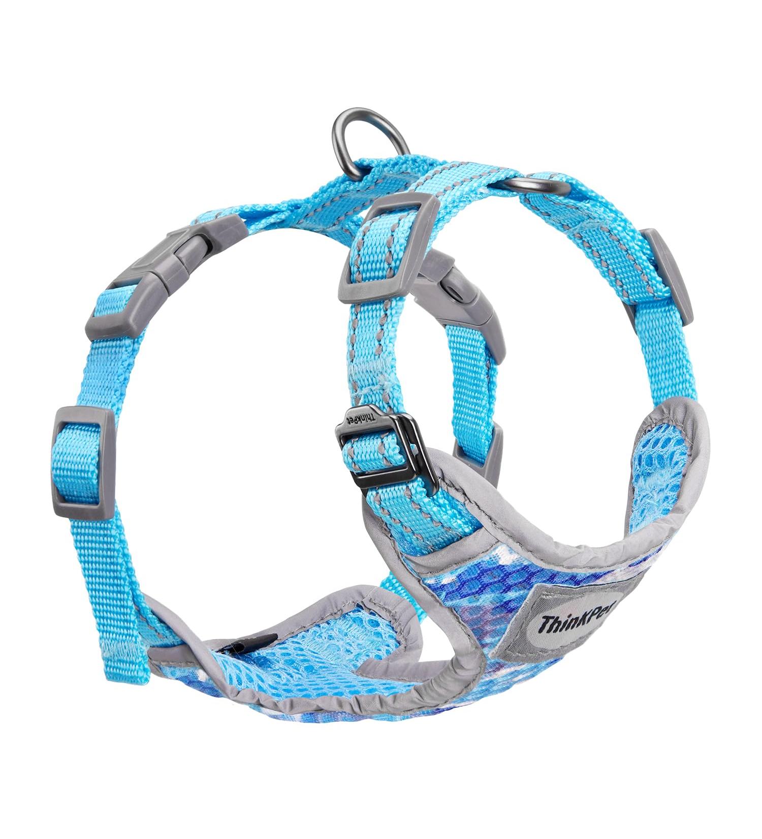 Thinkpet No-Pull Dog Harness & Leash Set - Adjustable Breathable Reflective Safety Harness for Small Medium & Large Dogs - Camouflage Blue (1 Pack) - Buy Online on GoSupps.com