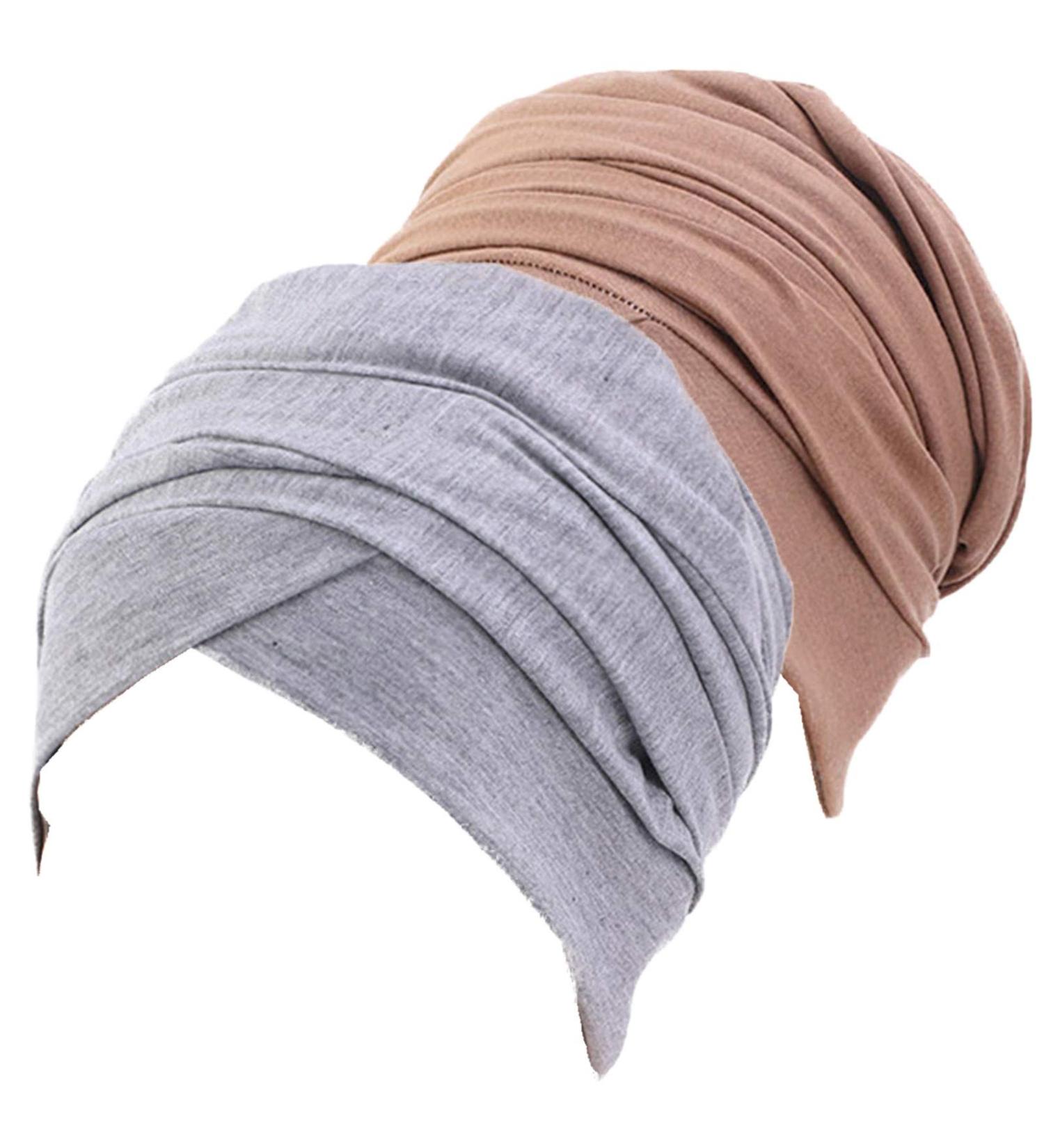 Turban Head Wrap Scarf - Soft African Shawl for Women in Gray & Khaki - Buy Online on GoSupps.com