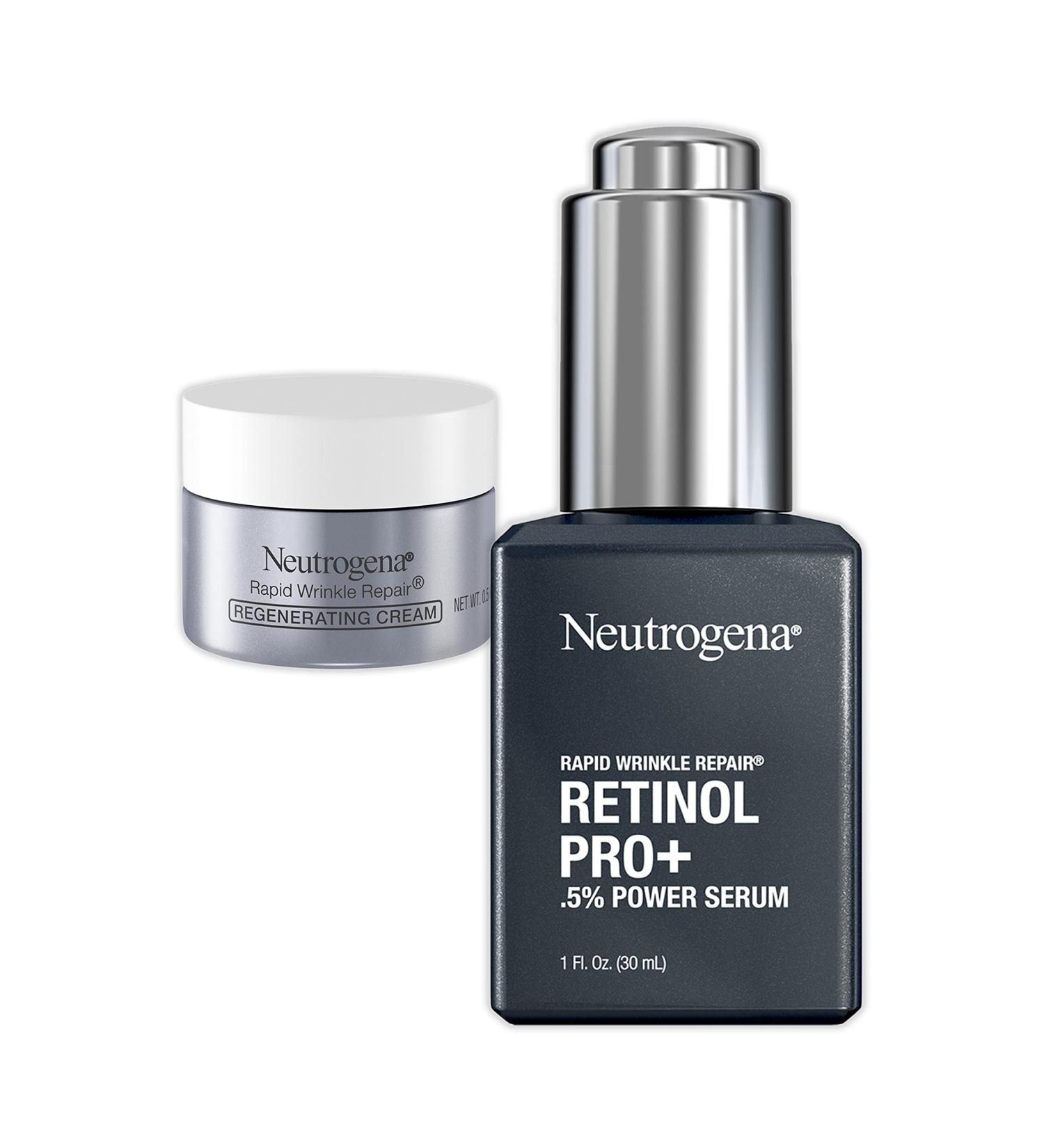 Neutrogena Rapid Wrinkle Repair Retinol Regenerating Cream & Pro+ Power Serum Travel Size - 1.5 Oz - Buy Online on GoSupps.com