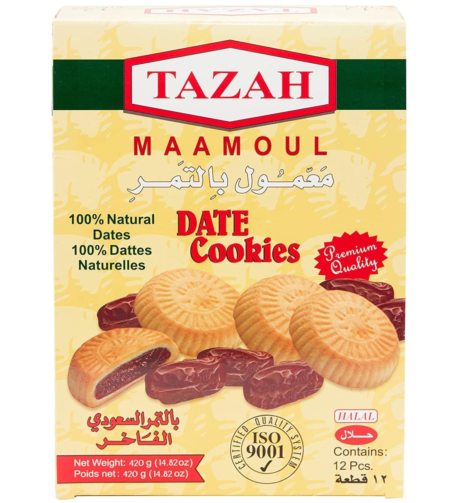 Tazah Maamoul Date Filled Cookies - 12 Individually Wrapped Halal Shortbread Cookies - Buy Online on GoSupps.com