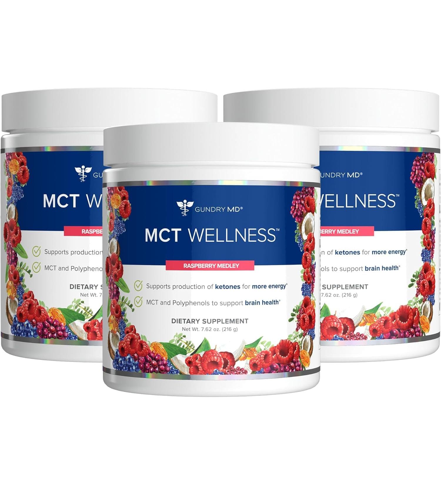 Gundry MD MCT Wellness Powder to Support Energy Ketone Production and Brain Health Keto Friendly Sugar Free (90 Day Supply Raspberry Medley) Raspberry Medley 7.62 Ounce (Pack of 3) - Buy Online on GoSupps.com