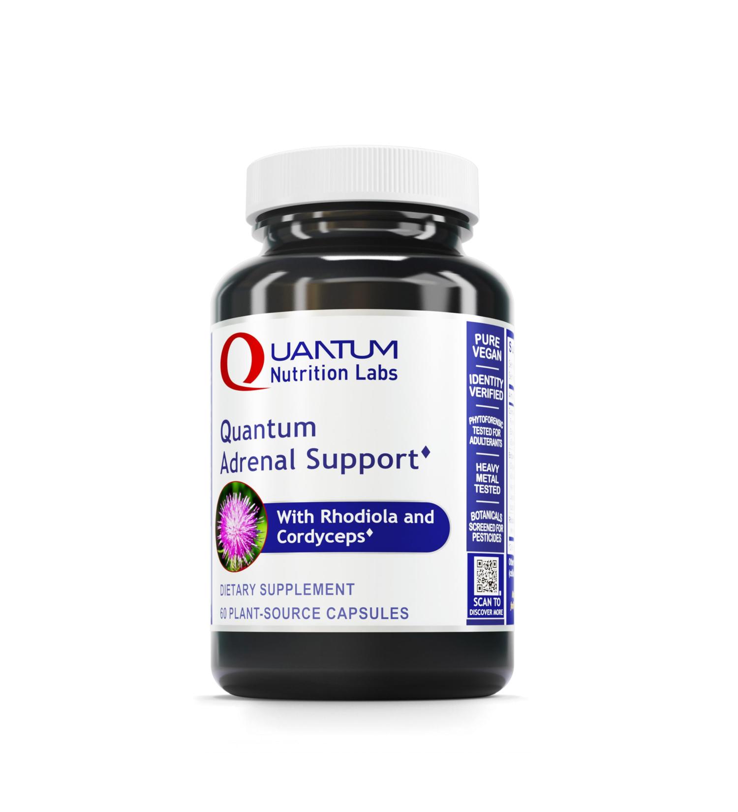 Quantum Nutrition Labs Quantum Adrenal Support- Adrenal Health Support Supplements Support for Fatigue and Promote Calmness Adrenal Gland Vitamins Rhodiola Rosea Organic - 60 Vegan Capsules - Buy Online on GoSupps.com