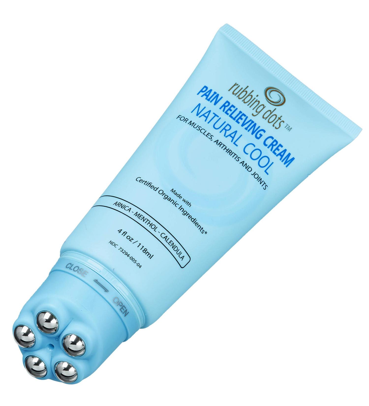Muscle Pain Relief Cream - RUBBING DOTS 4oz Topical Lotion for Back, Neck, Shoulders, Joints, Arthritis Aches - Natural Rub-On Treatment & Massage Therapy Balm - Buy Online on GoSupps.com