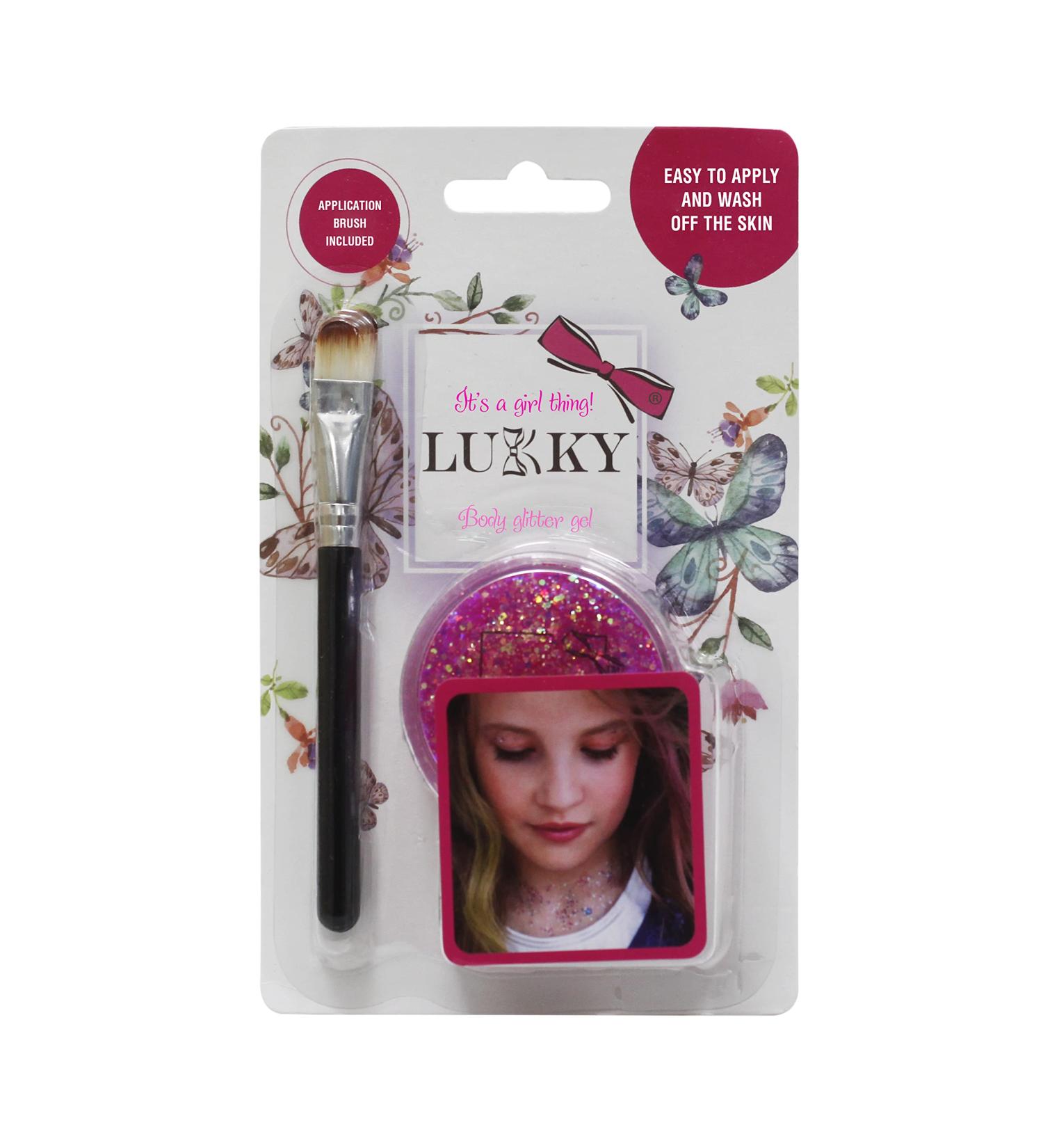  Lukky Lukky Glitter Body Gel with Brush (25 ml) (pink) - Buy Online on GoSupps.com