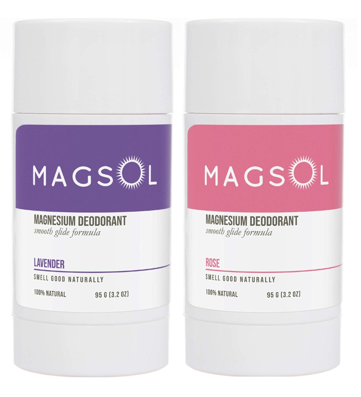 MagSol Organics Natural Deodorant for Men and Women - Lavender and Rose Scent Aluminum Free Baking Soda Free Magnesium Based 2 Pack Bundle - Buy Online on GoSupps.com
