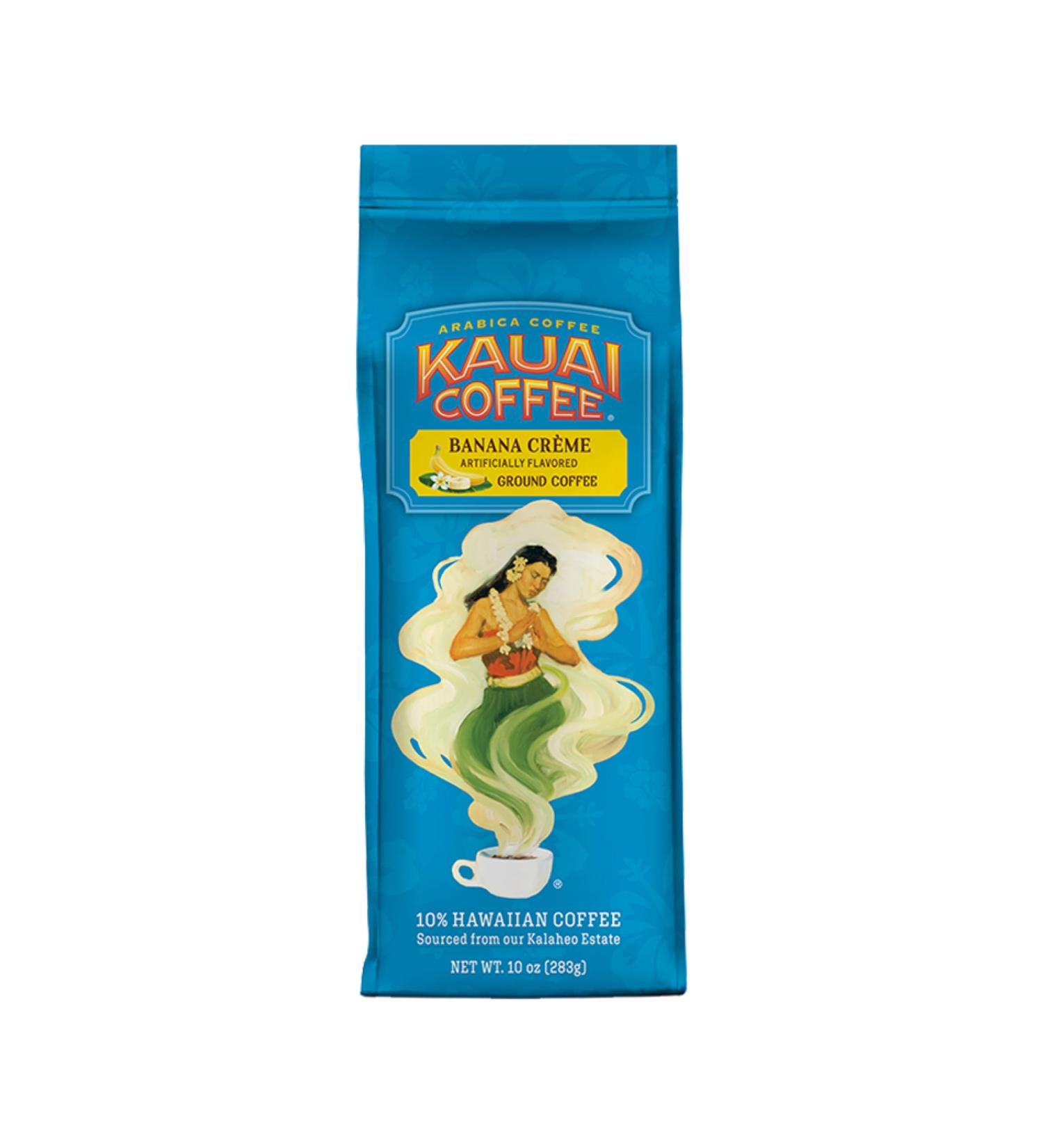 Kauai Hawaii Caf moulu Cr me Banane Gourmet Caf Arabica du plus grand leveur d'Hawa lisse go t d licieux et ar me tonnant 284 ml Cr me banane 10 g (Lot de 1) - Buy Online on GoSupps.com