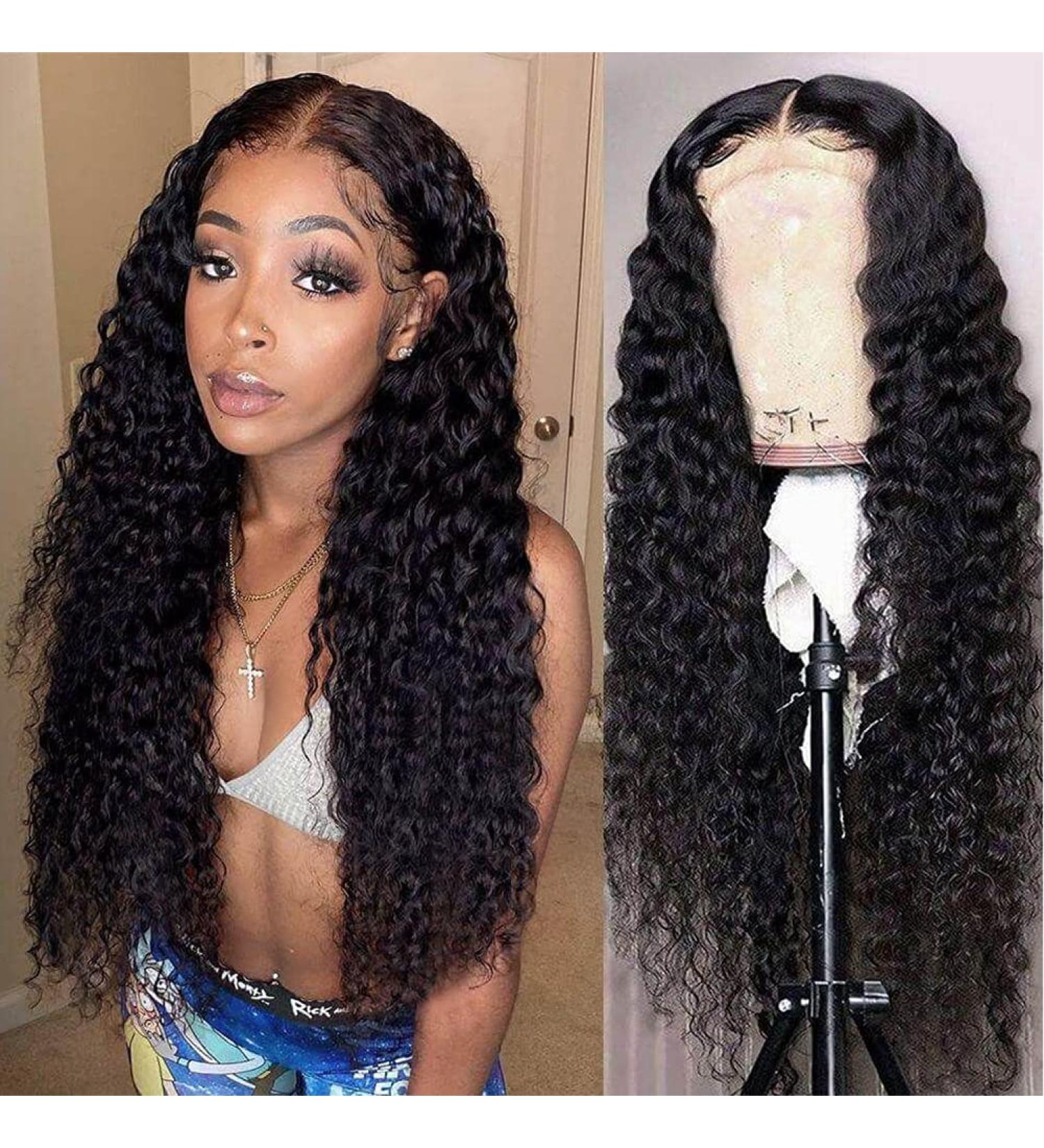 Amanda HD Transparent Deep Wave 24 Inch Brazilian Virgin Lace Front Wig - Pre Plucked 180% Density Wet & Wave Closure Wig for Women - Buy Online on GoSupps.com