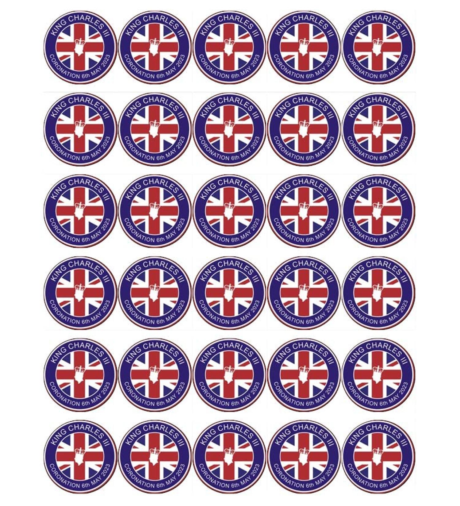 30 King Charles III Roayl Family Coronation Cupcake Toppers Edible Wafer Paper Fairy Cake Toppers Birthday Cakes Decorations