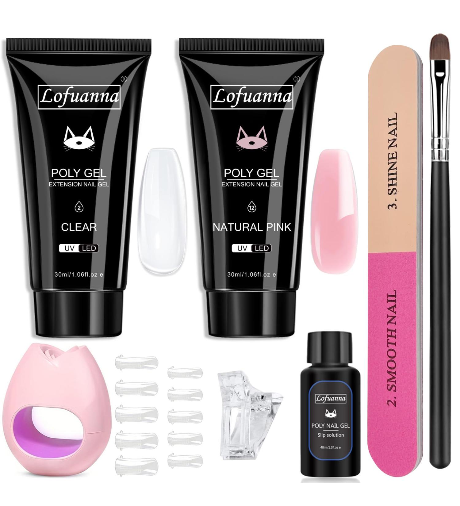 15ml Poly Gel Nail Kit - 2 Colors Starter Set with UV Lamp | DIY Nail Extension Gel at Home - Buy Online on GoSupps.com