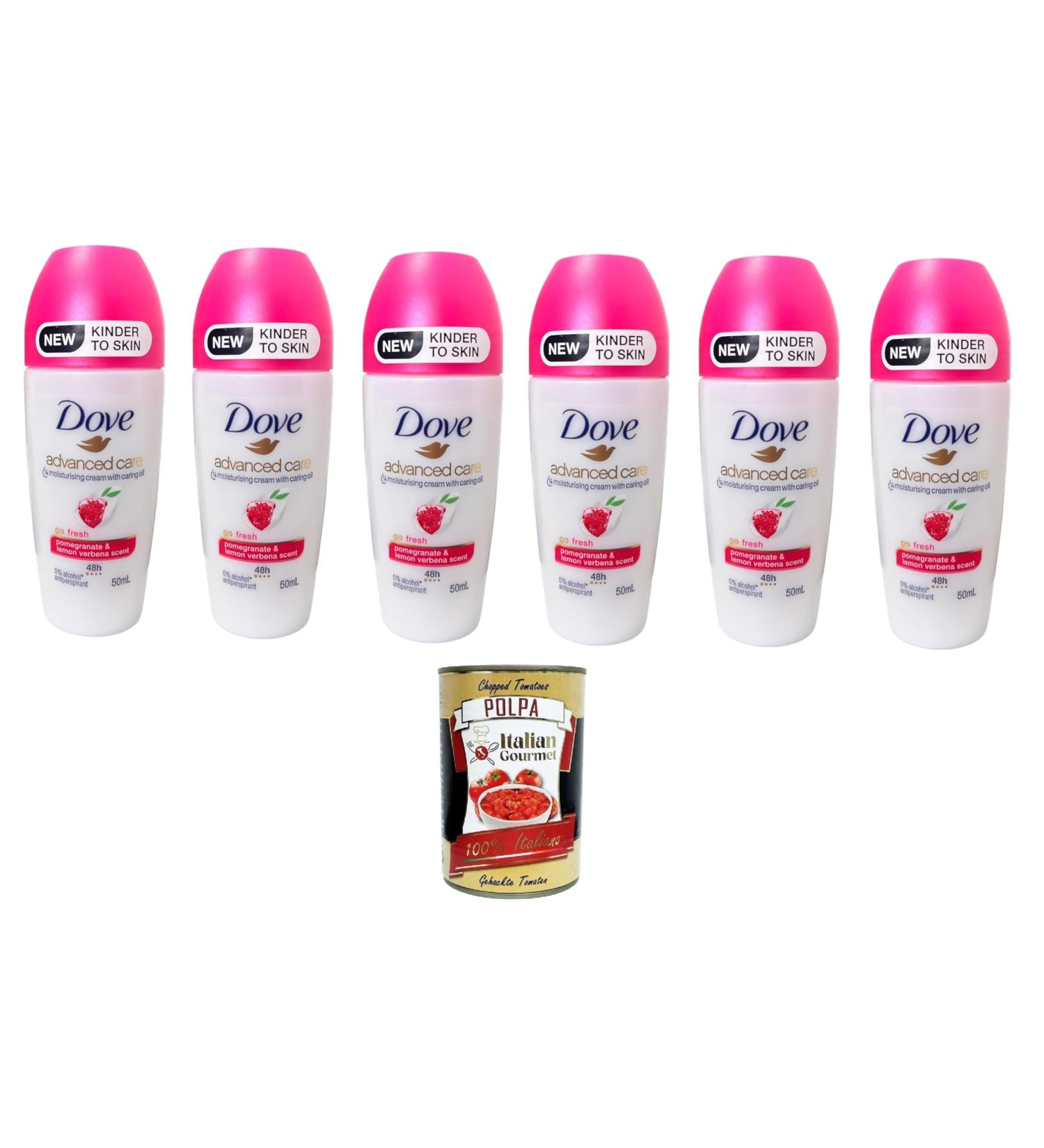  Italian Gourmet E.R. Dove Advanced Care Roll-On Deodorant Antiperspirant Pomegranate Triple Hydration Protection 48h Unisex 6 x 50 ml + Italian Gourmet Polpa 400 g Pack of 6 - Buy Online on GoSupps.com