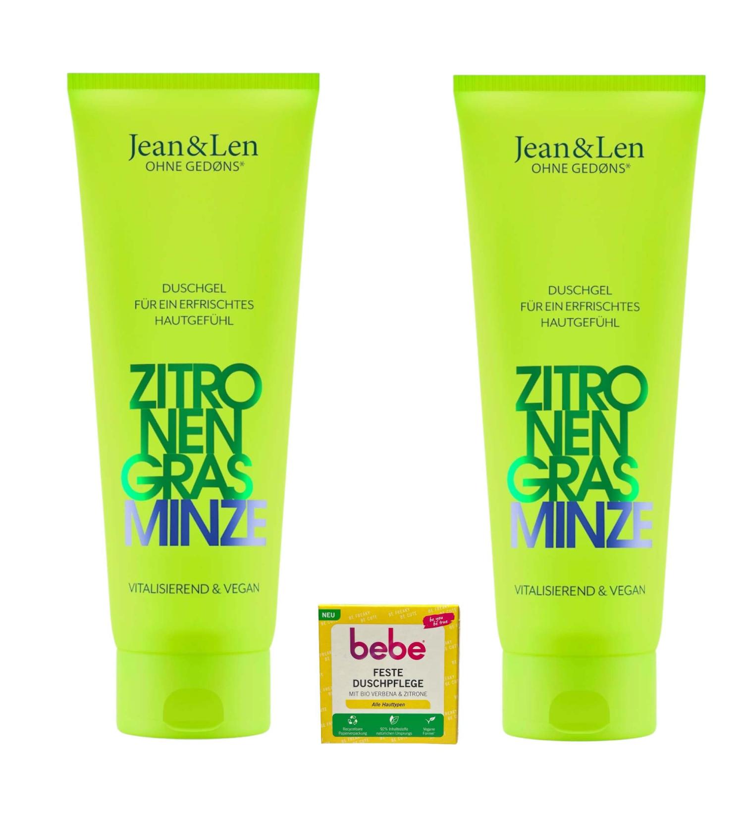 Jean & Len Jean&Len Set of 2 lemongrass and mint shower gels + 1 solid baby shower gel | 2 x 250 ml | Silicone-free