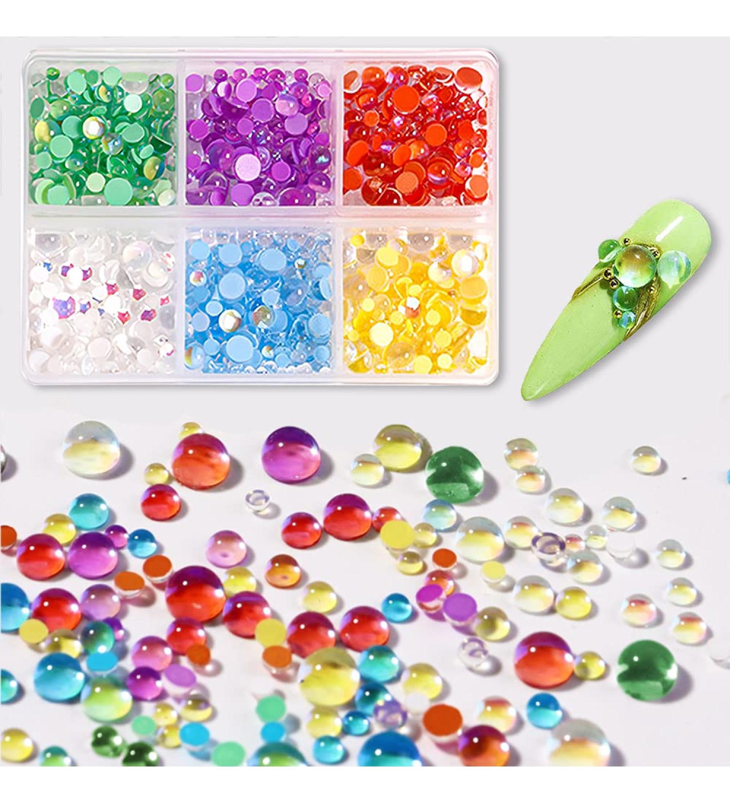 Crystal Mermaid Nail Rhinestones CHANGAR Caviar Round Bead Flatback Nail Rhinestones Iridescent Aurora Round Beads Nail Crystal Diamonds with Storage Organizer Box - Buy Online on GoSupps.com