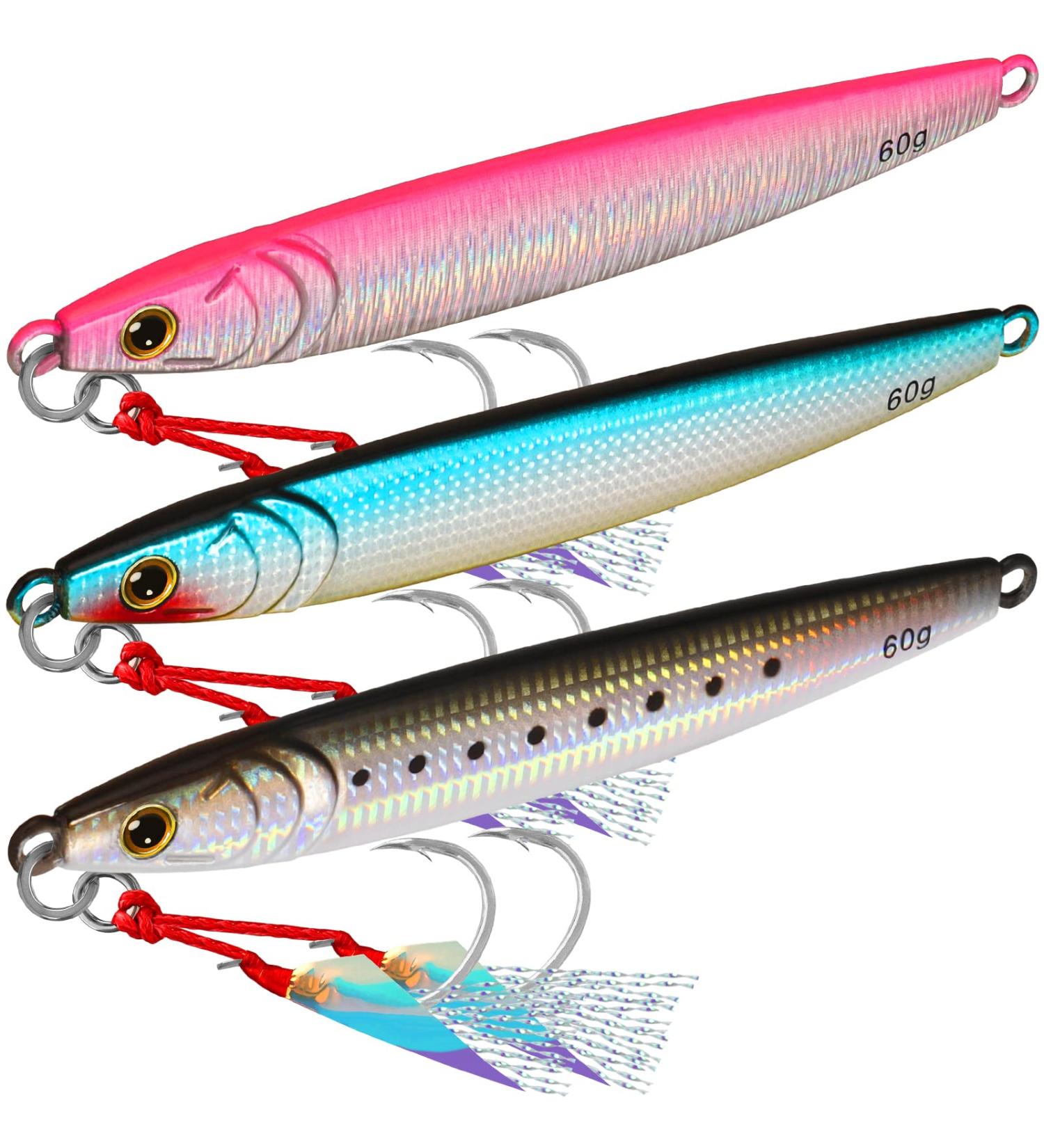 TRUSCEND Saltwater Jigs Fishing Lures with Flat BKK Hooks - Sea Fishing Spoon Lure for Tuna, Salmon, Grouper - Slow Pitch, Knife, Vertical Jigs - Bass Blade Bait 10g-160g G1-3.8 -2.1oz - Buy Online on GoSupps.com