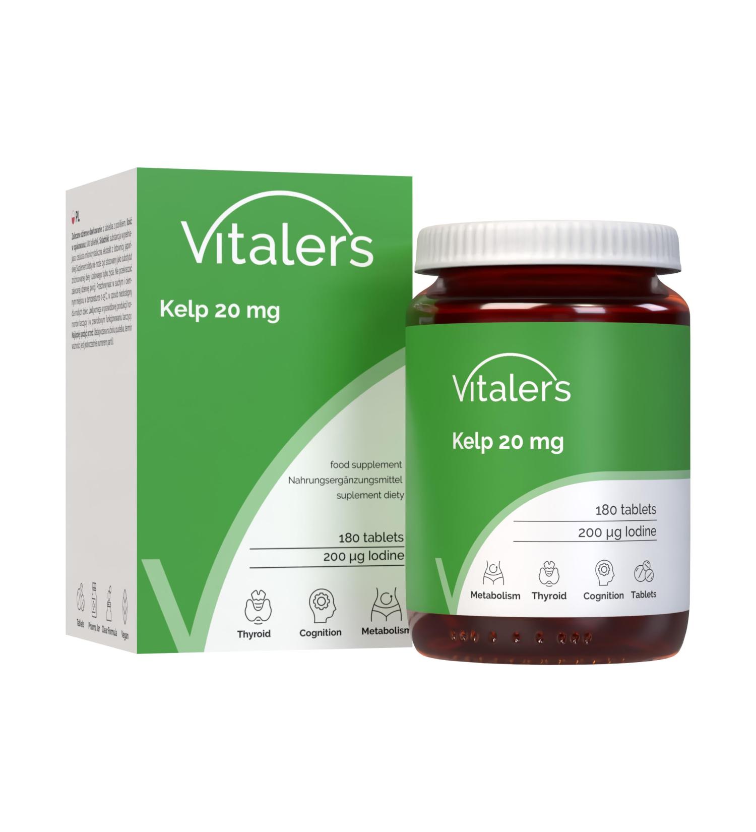 Vitaler's Kelp 20 mg - 180 comprim s v g talien 6 mois de suppl mentation sans conservateurs composition pure - Buy Online on GoSupps.com