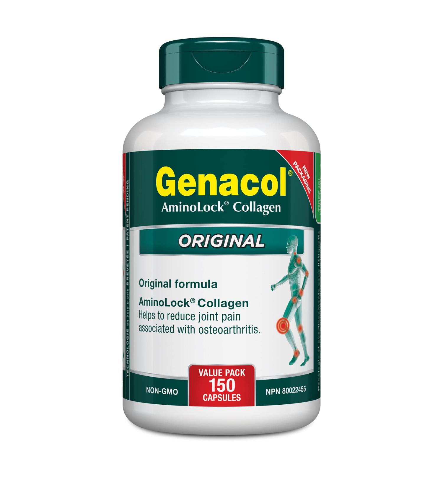 Genacol Collagen Supplement | Helps Relieve Joint Pain | Knee Pain and Back Pain Relief | Ultra-Hydrolyzed Peptides for Increased Bioavailability | GENACOL ORIGINAL 150 Capsules 150 count (Pack of 1) - Buy Online on GoSupps.com