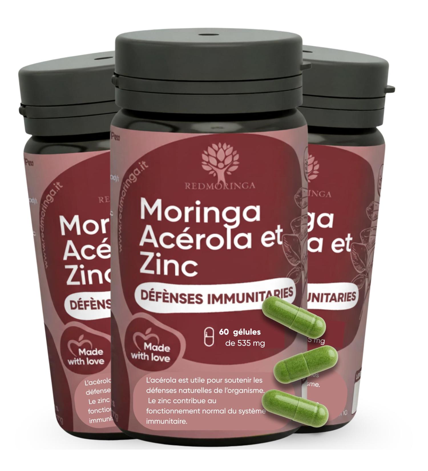 Bio Ac rola et Moringa - Suppl ment avec Vitamine C et Zinc pour renforcer le syst me immunitaire | Le seul avec Moringa | RedMoringa pour l'immunit | Fabriqu en Italie - 180 capsules v g tales 180 g lules - Buy Online on GoSupps.com