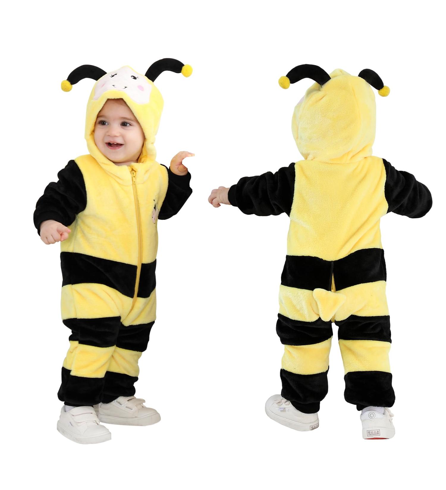 Doladola Unisex Baby Toddler Romper Jumpsuit Hooded Cartoon Sleepsuit 12-18 Months - Bee Design - Buy Online on GoSupps.com