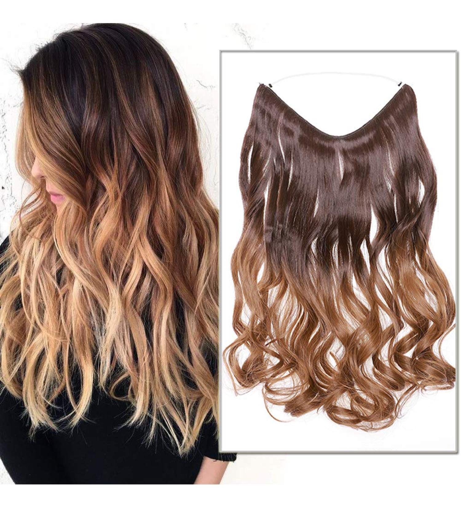 Silk-Co Adjustable Rubber Band Hair Extensions - Invisible Cord Light Brown to Chestnut Brown 50cm Synthetic Women s Hairpieces - Buy Online on GoSupps.com
