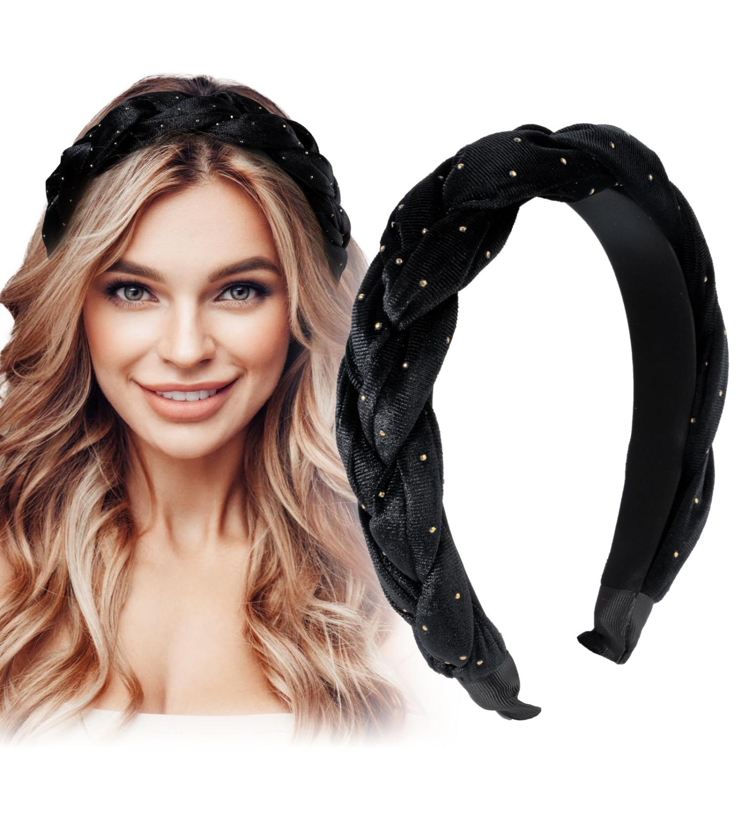 Clinity Vintage Padded Hair Band Headband for Women & Girls Black Dotted Rockabilly Fashion Hair Accessories - Buy Online on GoSupps.com