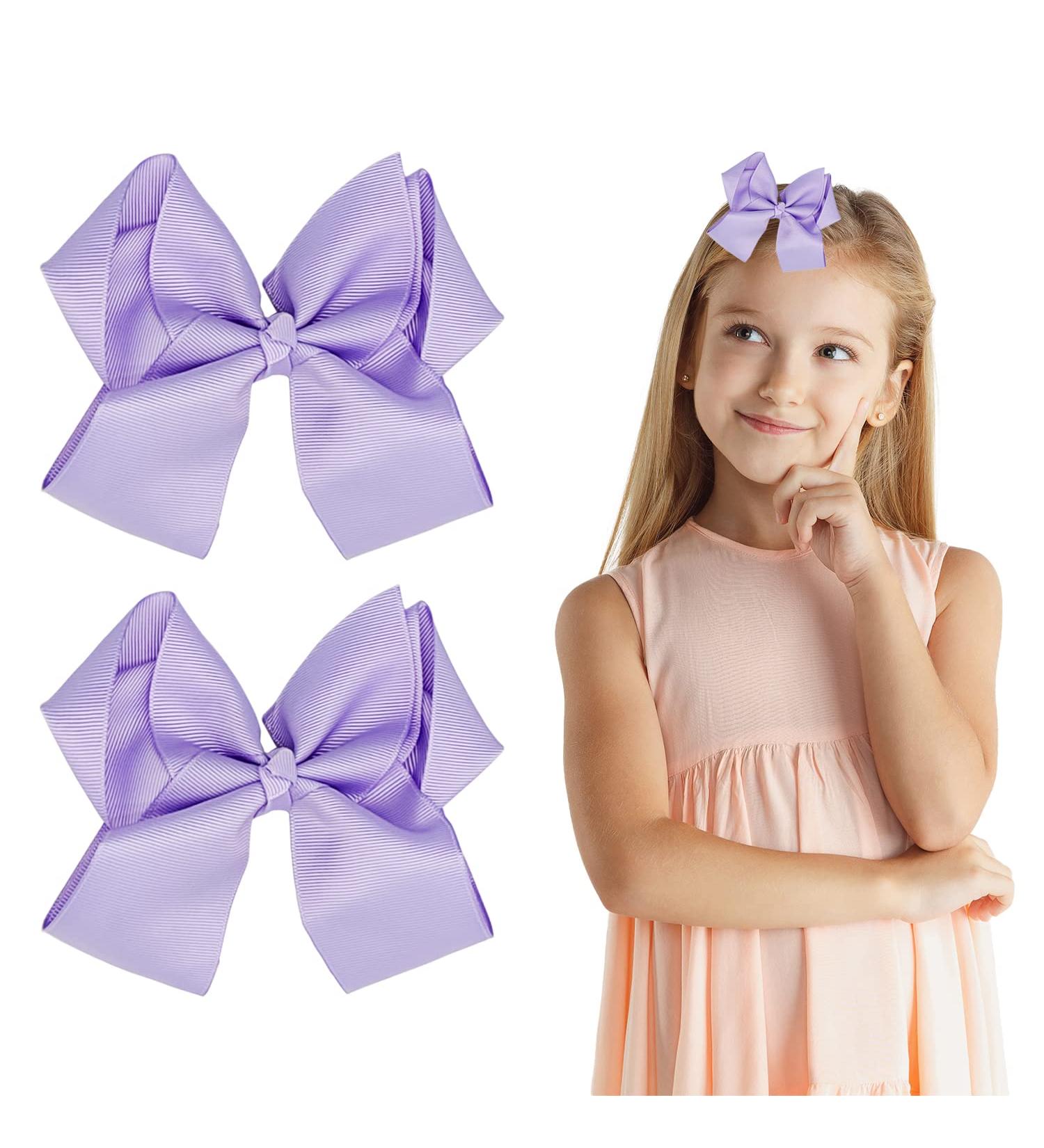 6 Inch Purple Grosgrain Ribbon Hair Bow Clips - Fashionable Hair Accessories for Girls, Women, Toddlers - Perfect for Christmas, Wedding, Birthday - Alligator Clips - A3HDJFJ (Purple) - Buy Online on GoSupps.com