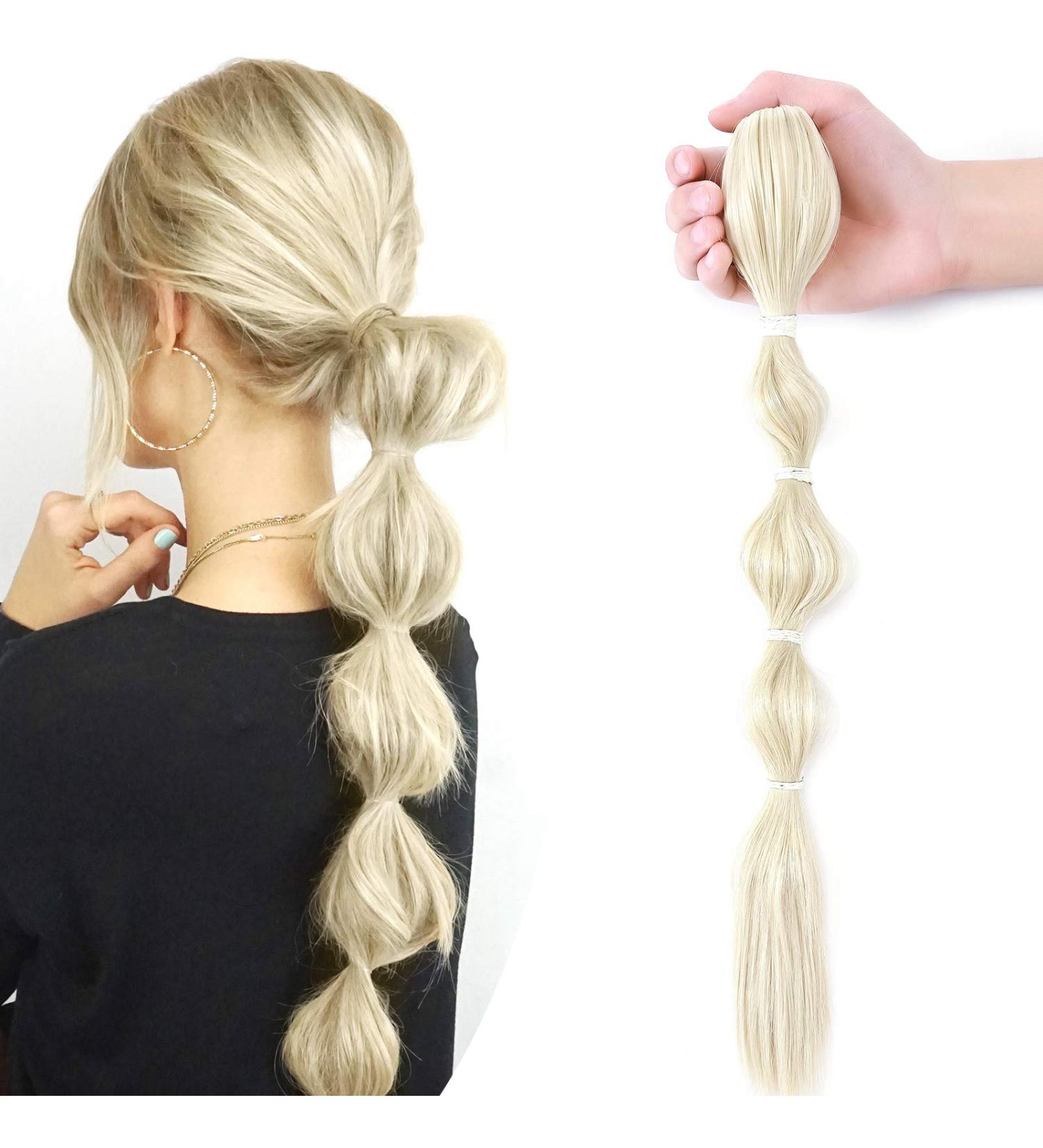 Buy 18 Ponytail Extension Bubble Hair Piece Clip-in - Realistic Blonde Hair - 90g - Buy Online on GoSupps.com