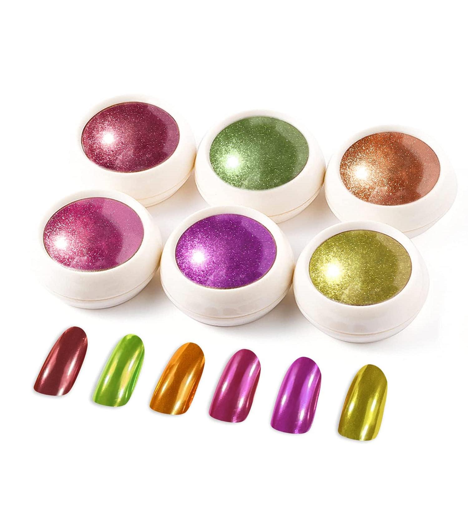 LEDSUUEI Upgrade Rose Gold Chrome Nail Powder Super Mirror Effect Metallic Nail Art Pigment Powder Set Shiny Nail Glitter Chrome Powder with Magic Mirror Effect for Nail Art Design Decoration B-Chrome - Buy Online on GoSupps.com