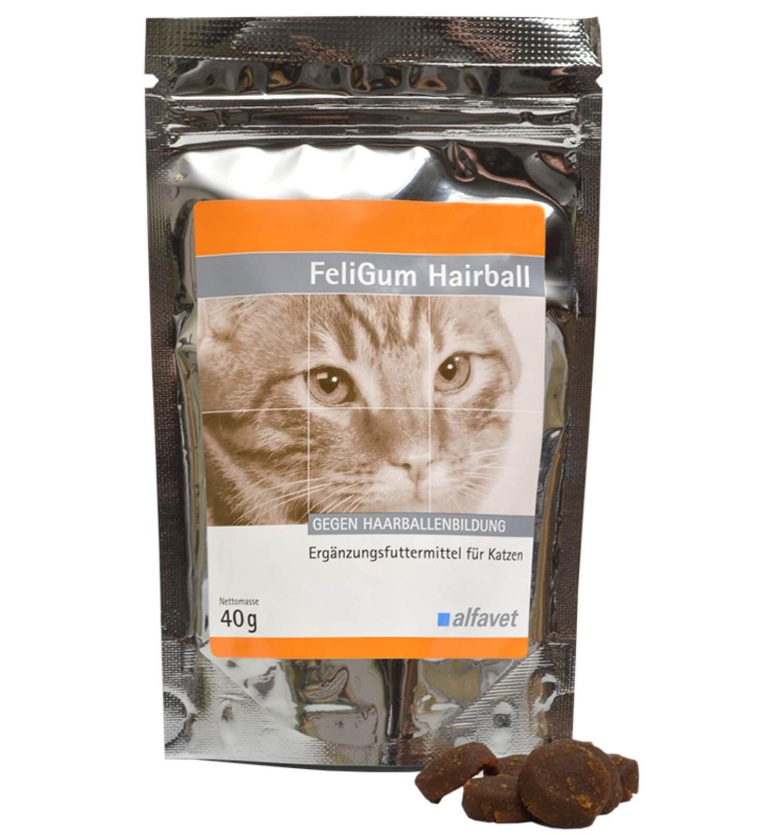 Alfavet FeliGum Hairball Chew Drops to prevent hairball formation supplementary feed for cats chicken flavour 40g bag