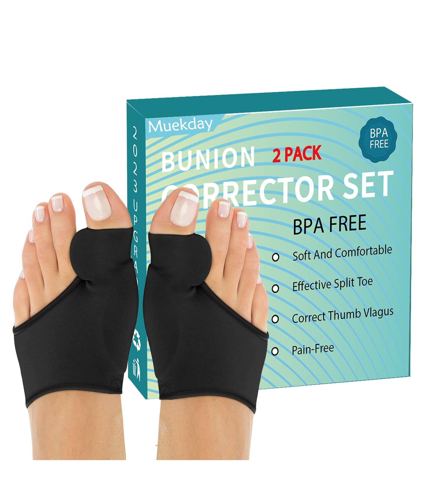 Bunion Corrector Orthopedic Splint for Big Toe Pain Relief 2Pack - Muekday Hallux Valgus Brace for Day/Night Support - Buy Online on GoSupps.com